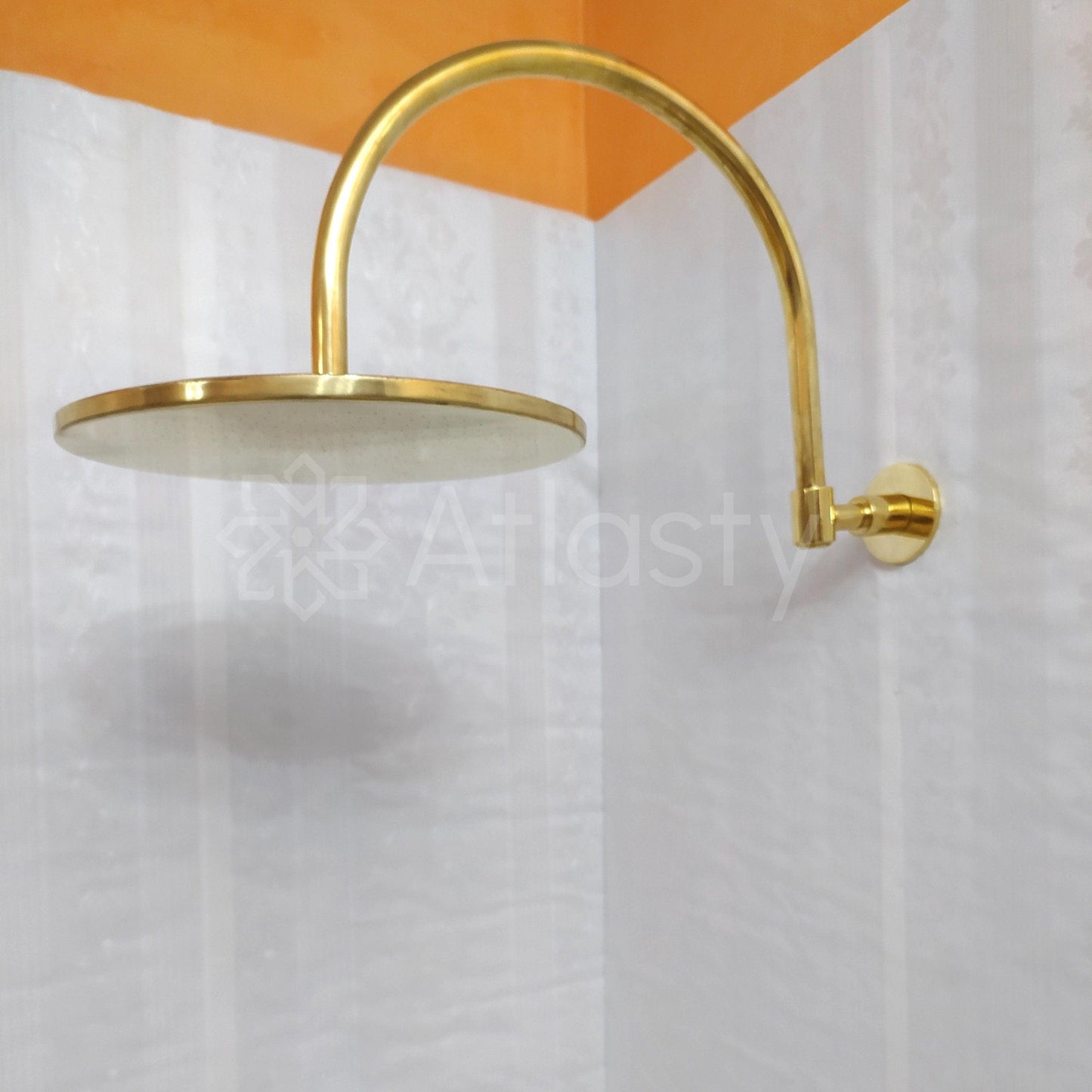 Antique Brass Shower System with Round Shower Head, and 2 Handles - Ref: ATLASS21
