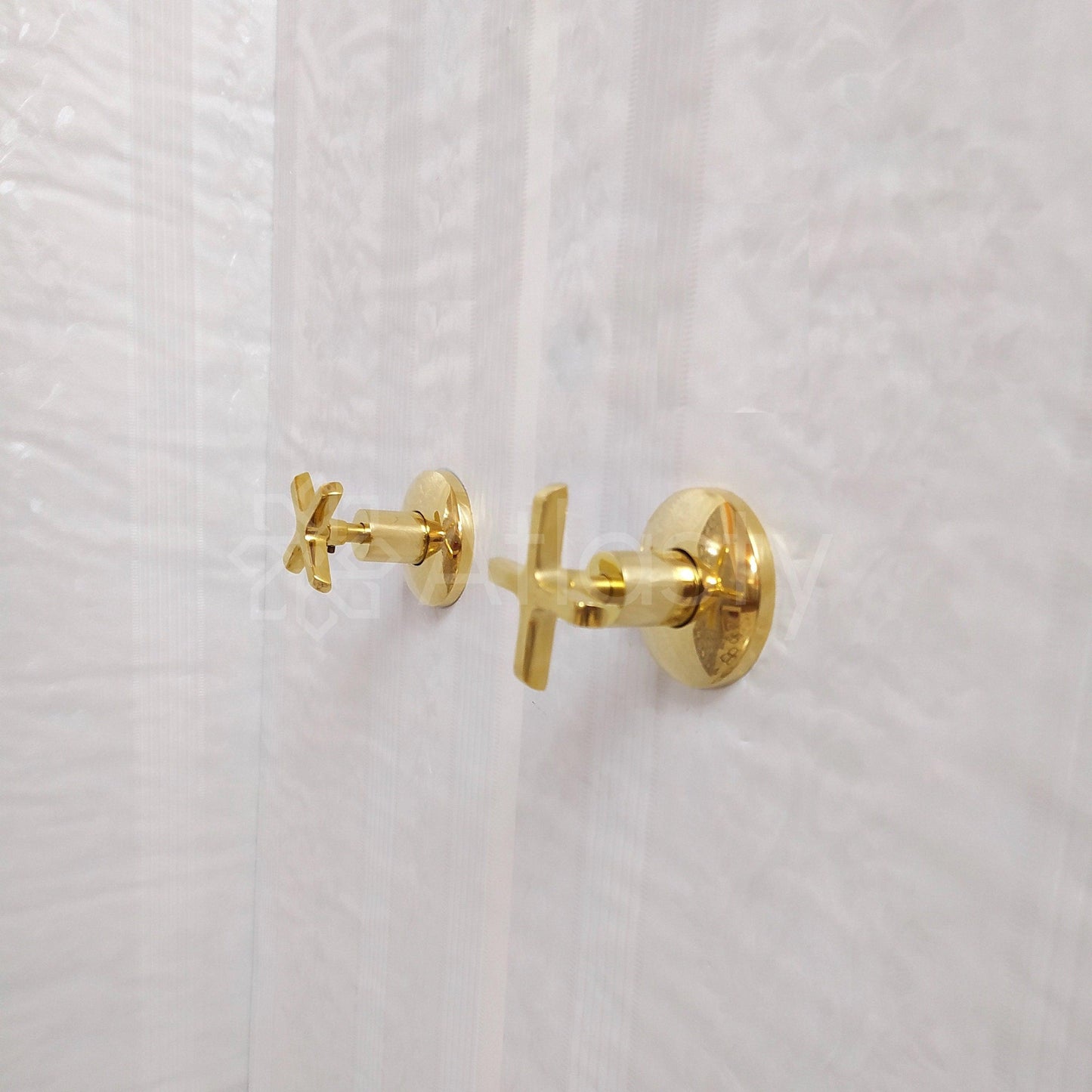 Antique Brass Shower System with Round Shower Head, and 2 Handles - Ref: ATLASS21