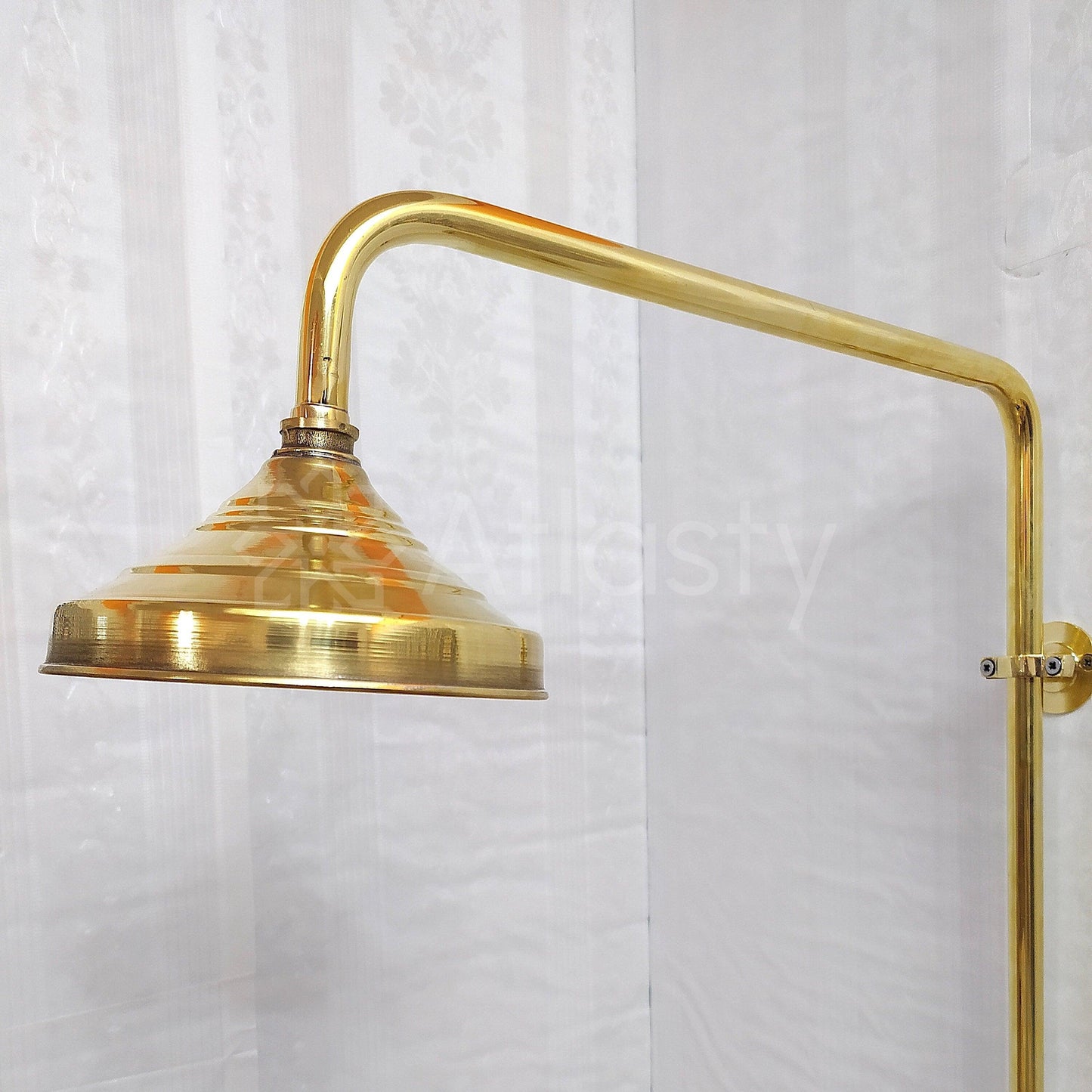 Antique Brass Shower System with Round Shower Head, Bath Faucet, and 3 Handles - Ref: ATLASS19