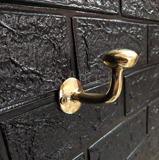 Solid Brass Hooks, Unlacquered Brass, Handmade Brass Hooks - Ref: BA015