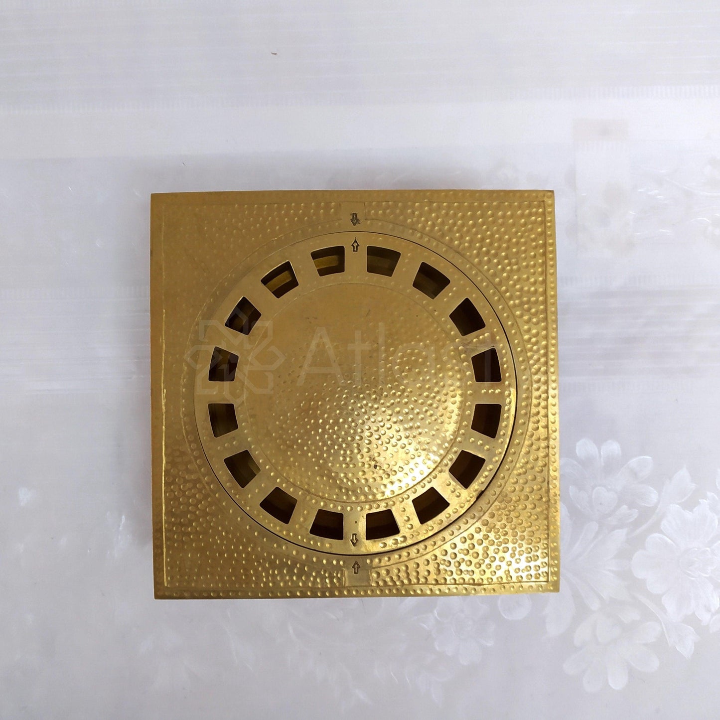 Hammered Square Shower Drain made of Solid Brass