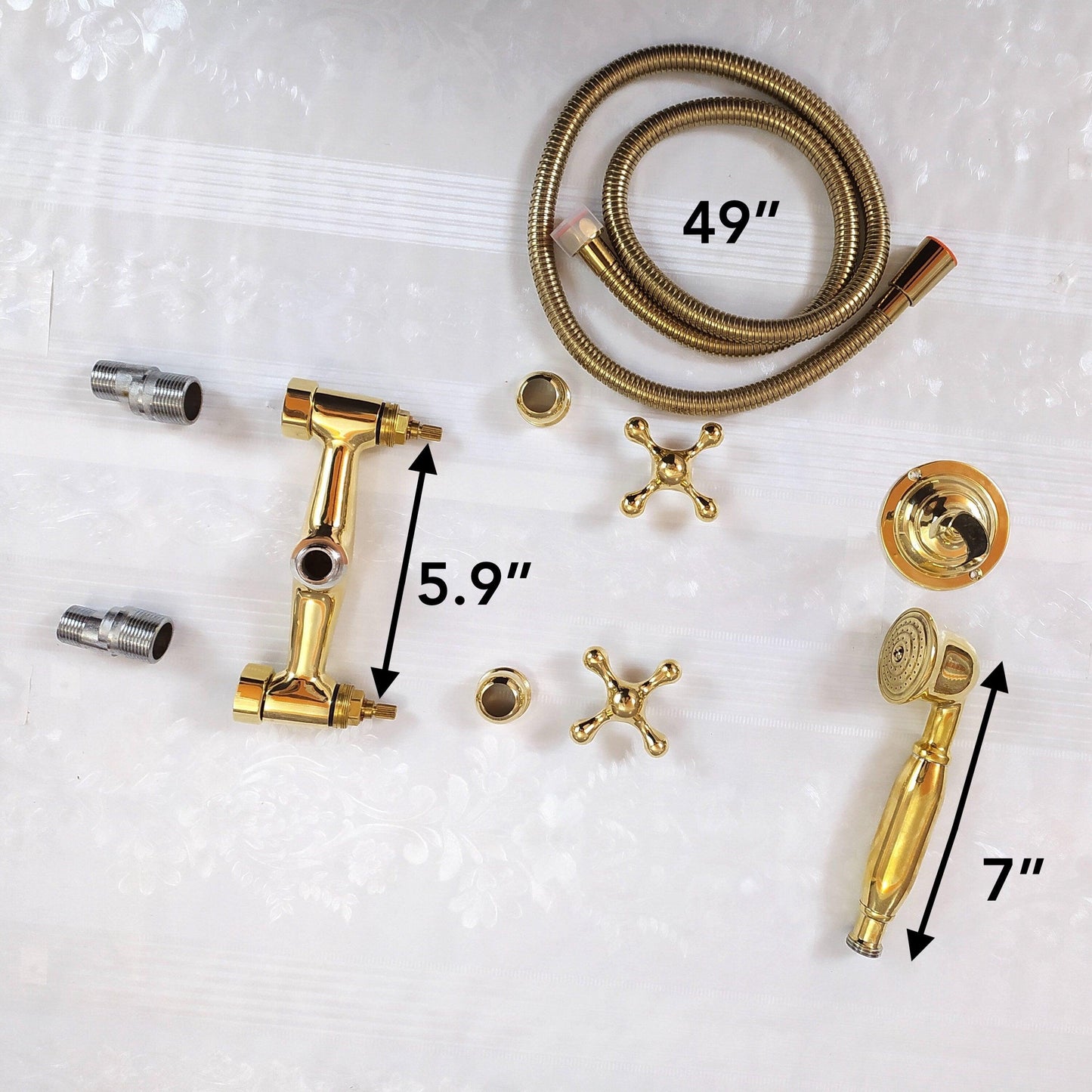 Antique Brass Handheld Shower, and 2 Handles - Ref: ATLASS29