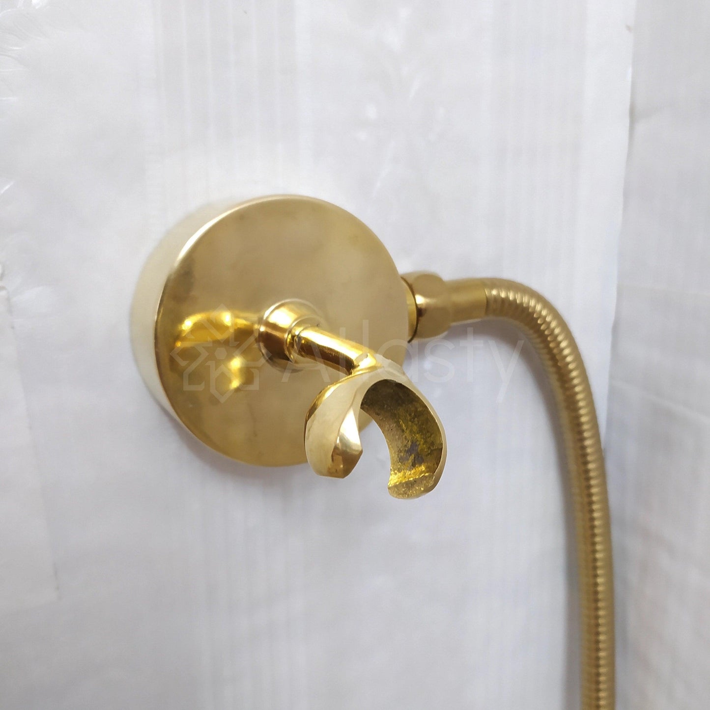 Antique Brass Shower System with Bath Faucet, Handheld Shower, and 3 Handles - Ref: ATLASS23