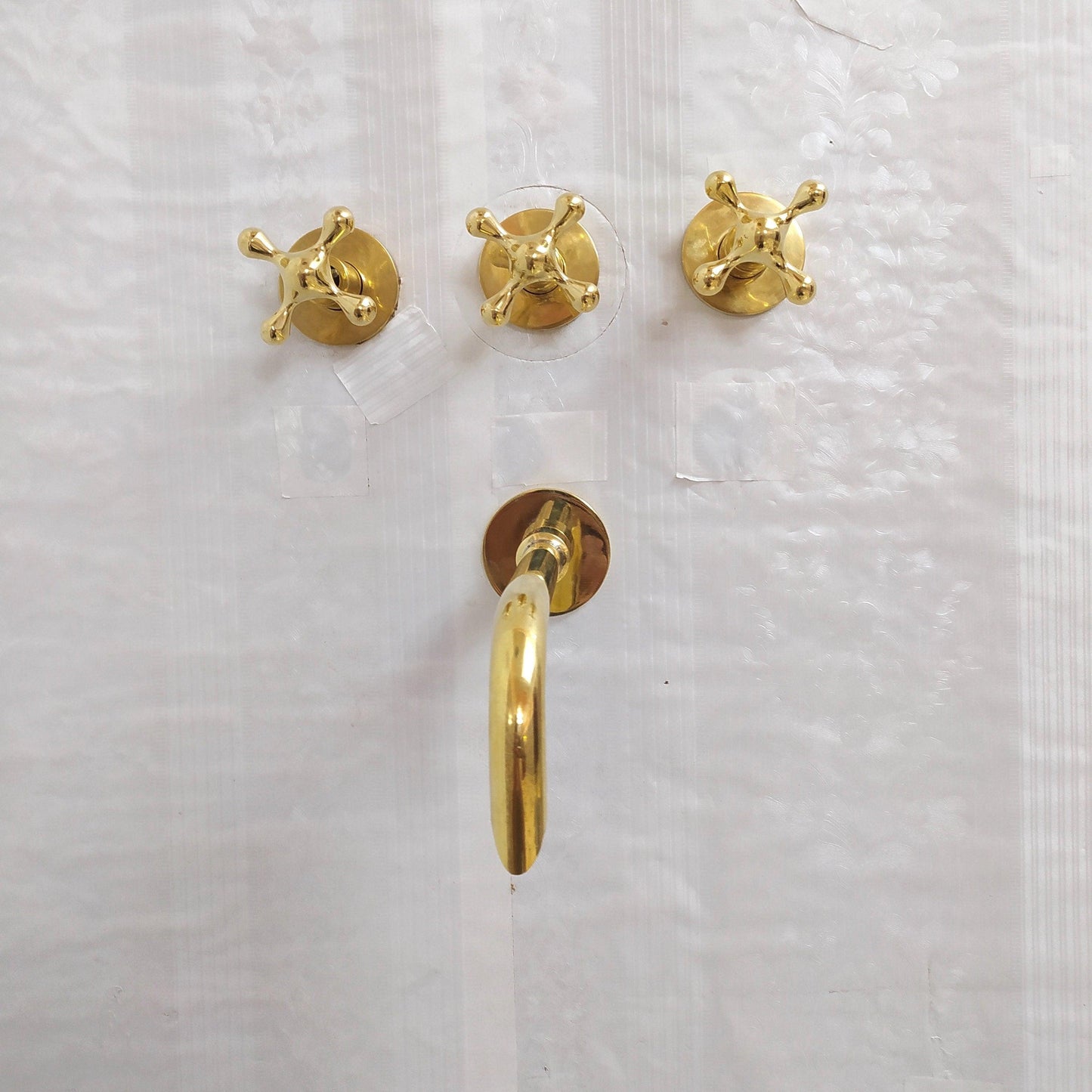 Antique Brass Shower System with Round Shower Head, Bath Faucet, and 3 Handles - Ref: ATLASS17