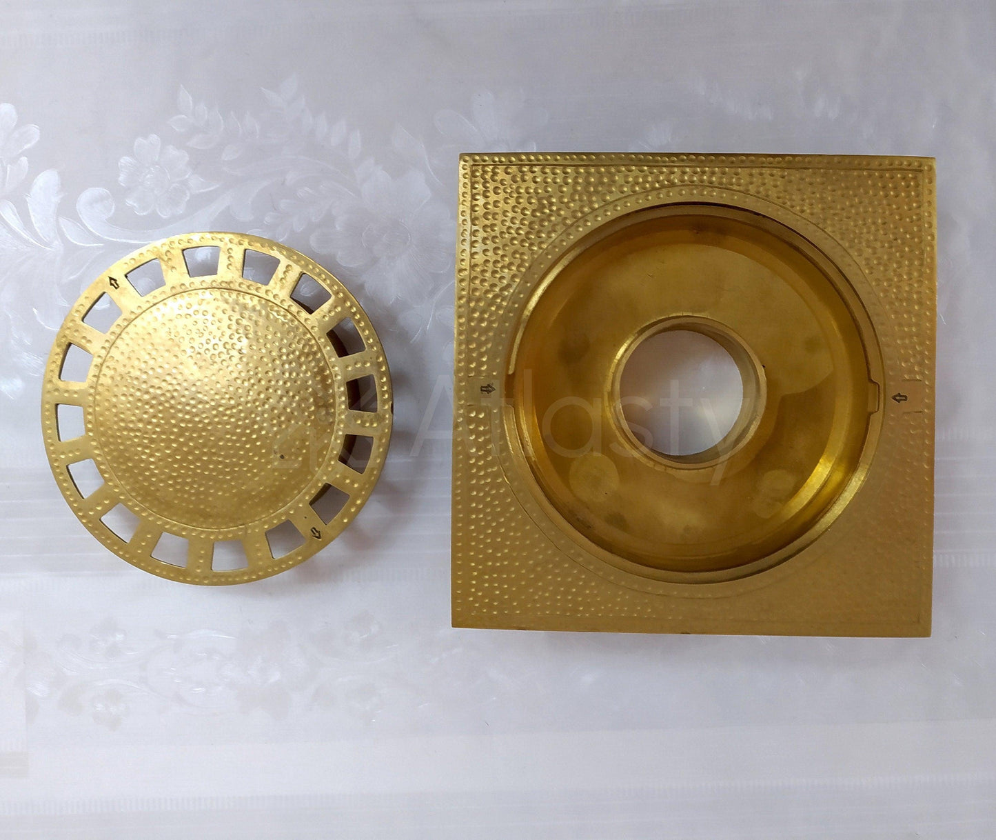 Hammered Square Shower Drain made of Solid Brass