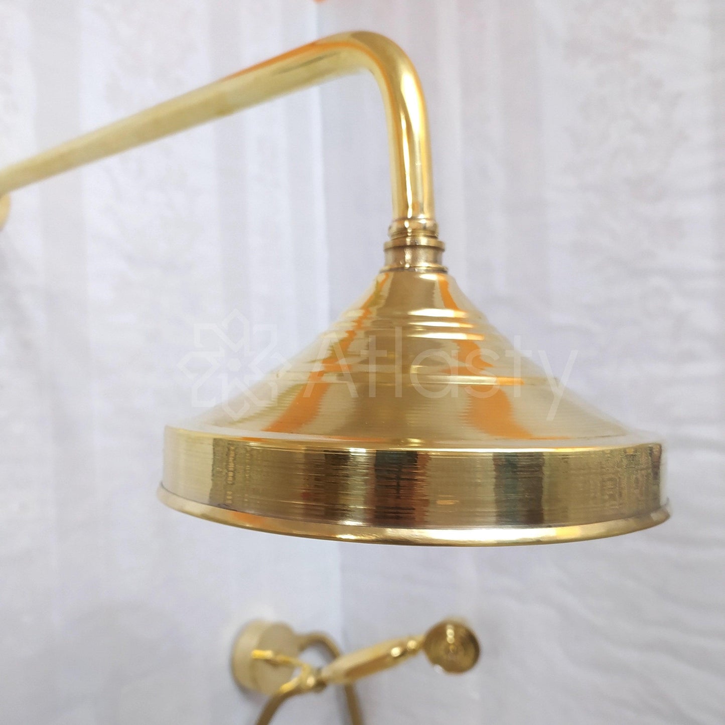 Antique Brass Shower System with Round Shower Head, Bath Faucet, Handheld Shower, and 3 Handles - Ref: ATLASS15