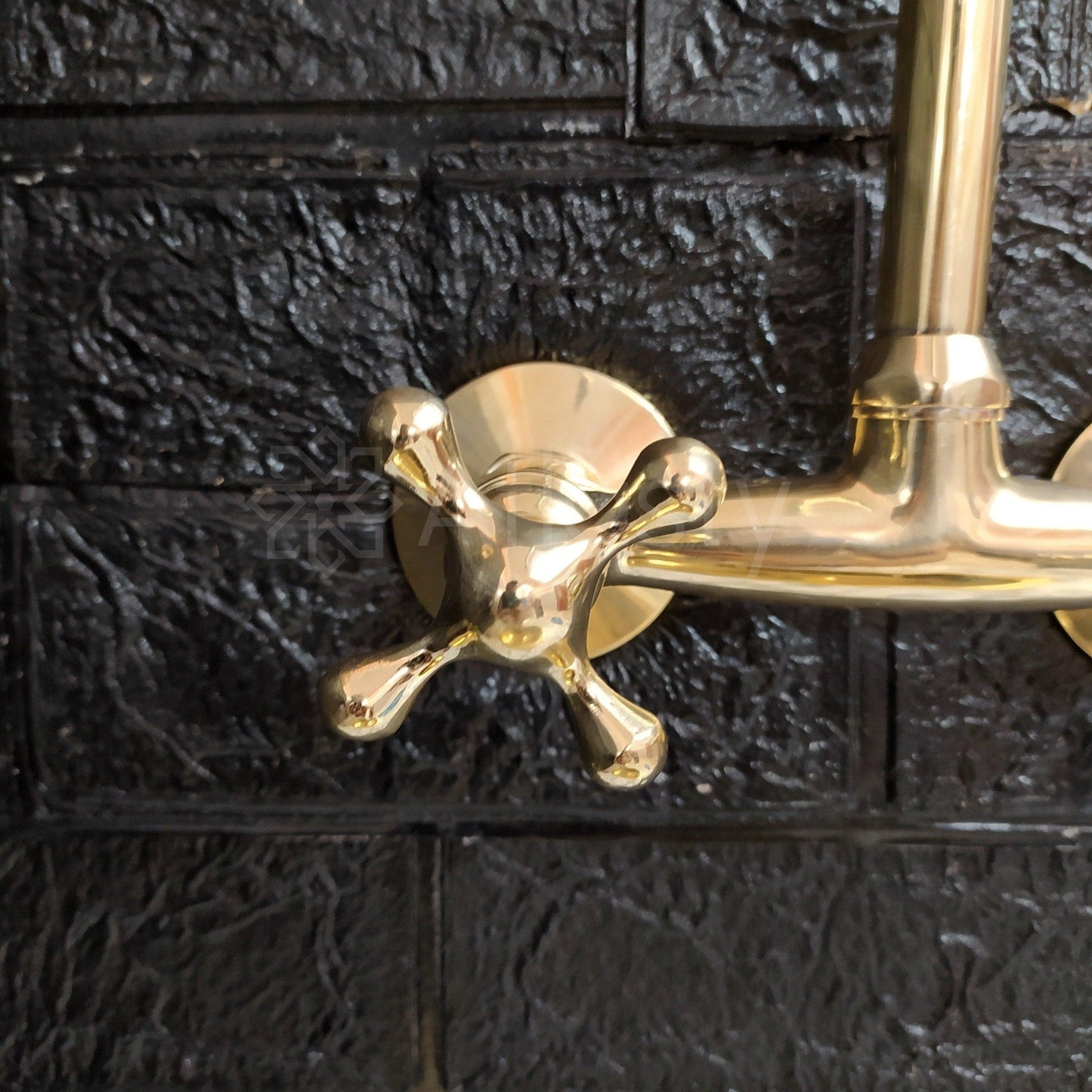 6" Unlacquered Brass Wall Mount Faucet, Gooseneck Faucet