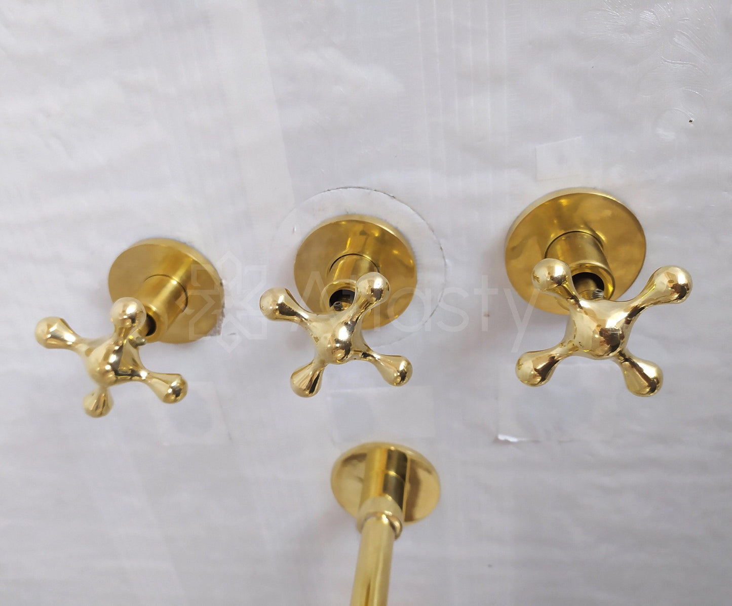 Antique Brass Shower System with Bath Faucet, Handheld Shower, and 3 Handles - Ref: ATLASS23