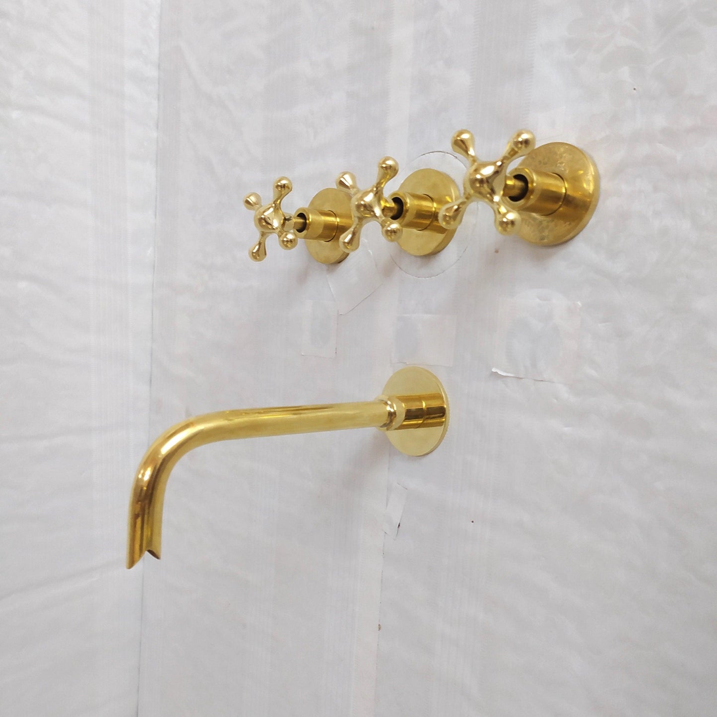 Antique Brass Shower System with Round Shower Head, Bath Faucet, and 3 Handles - Ref: ATLASS17