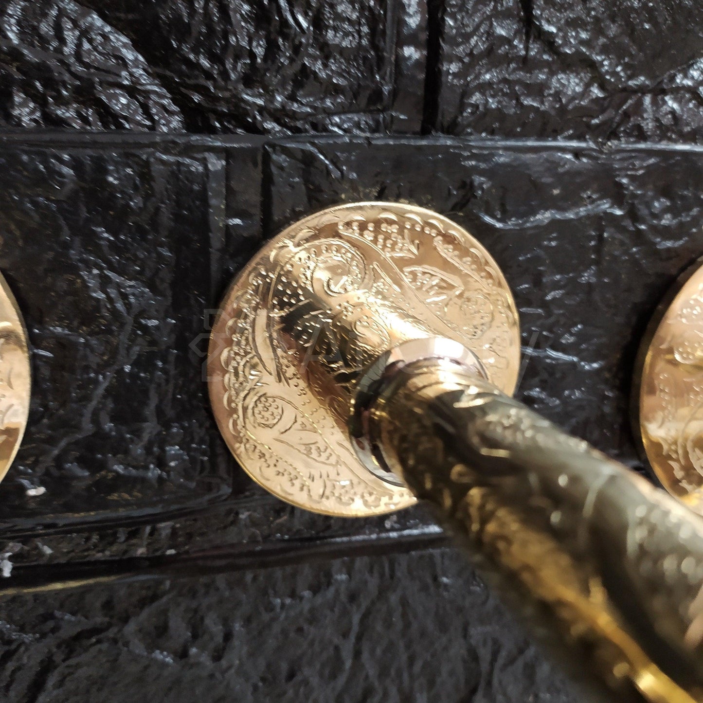 Engraved Unlacquered Brass Wall Mounted Bathroom Faucet - Vessel Sink Faucet with Cross or Lever Handles