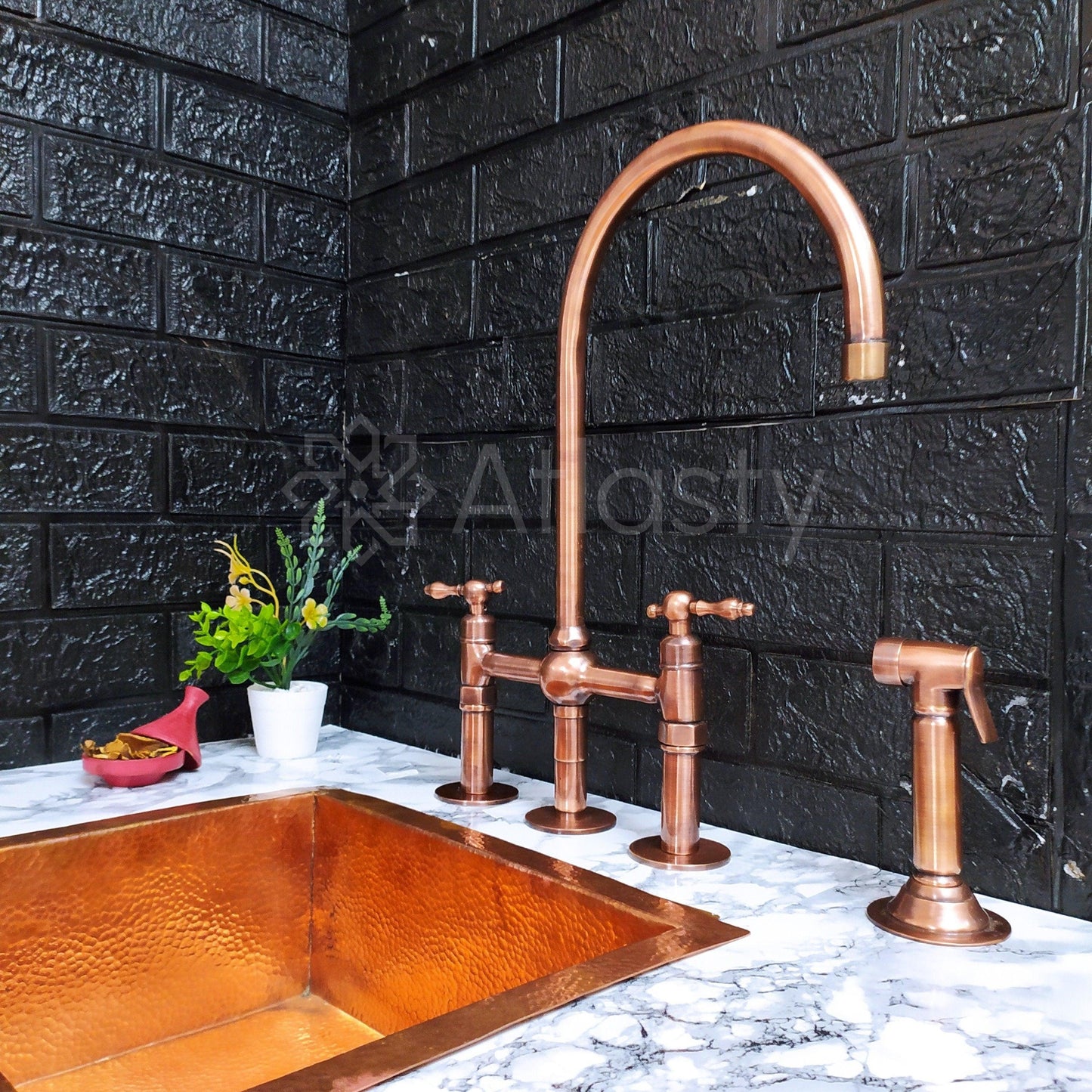 Rociador manual de cocina de cobre macizo, rociador lateral de cocina de cobre para agua fría