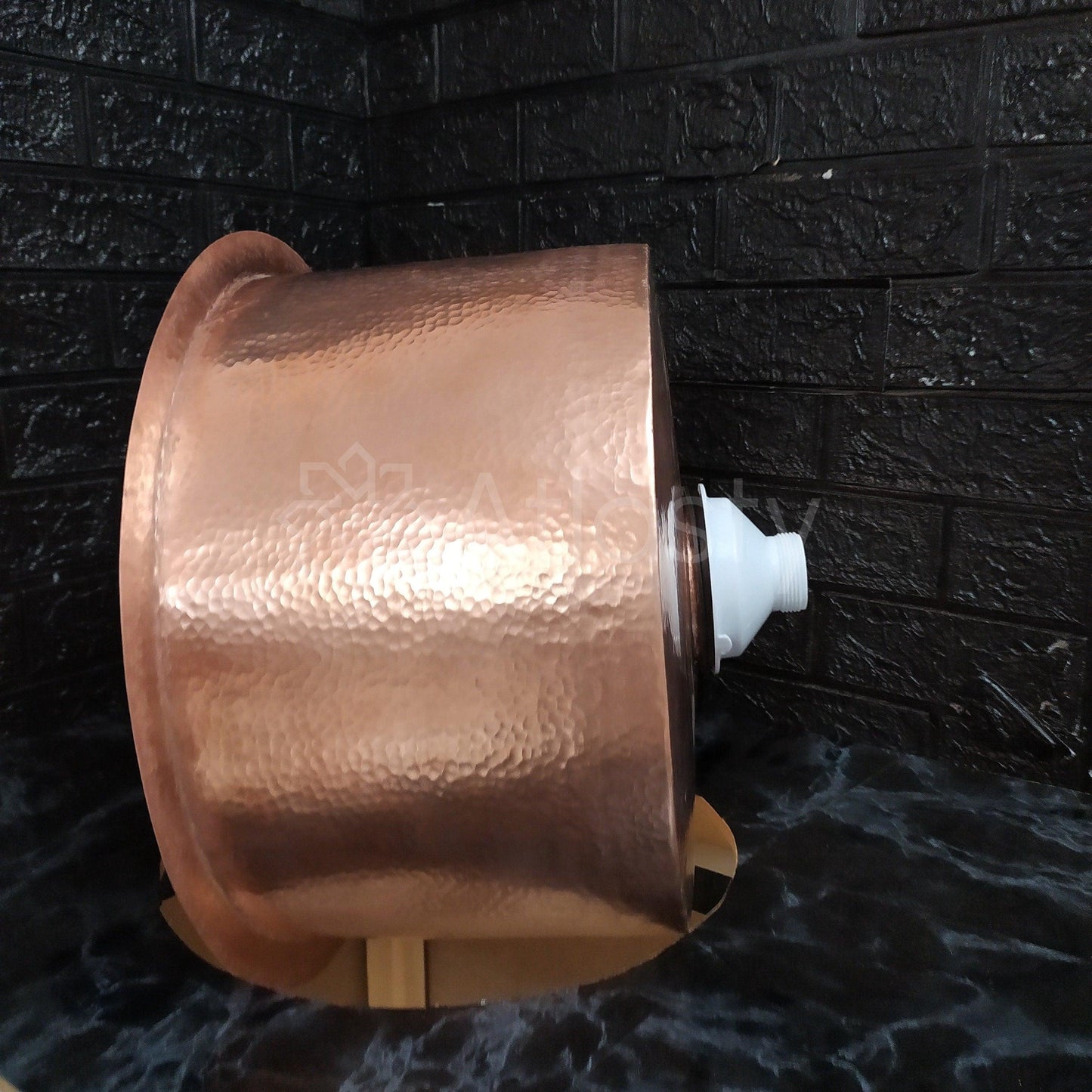 Solid Copper Hammered Sink, Round Copper Drop-in Sink