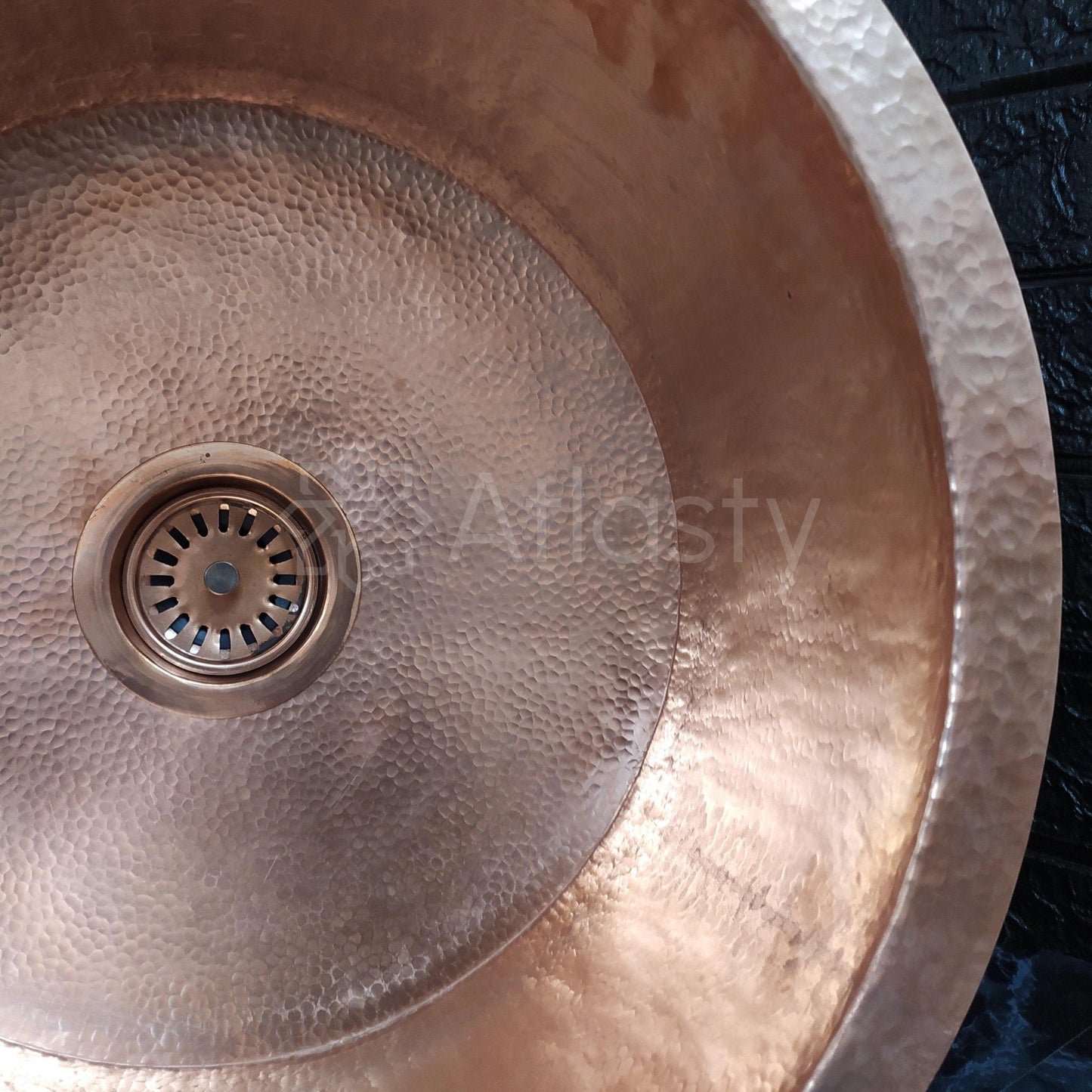 Solid Copper Hammered Sink, Round Copper Drop-in Sink