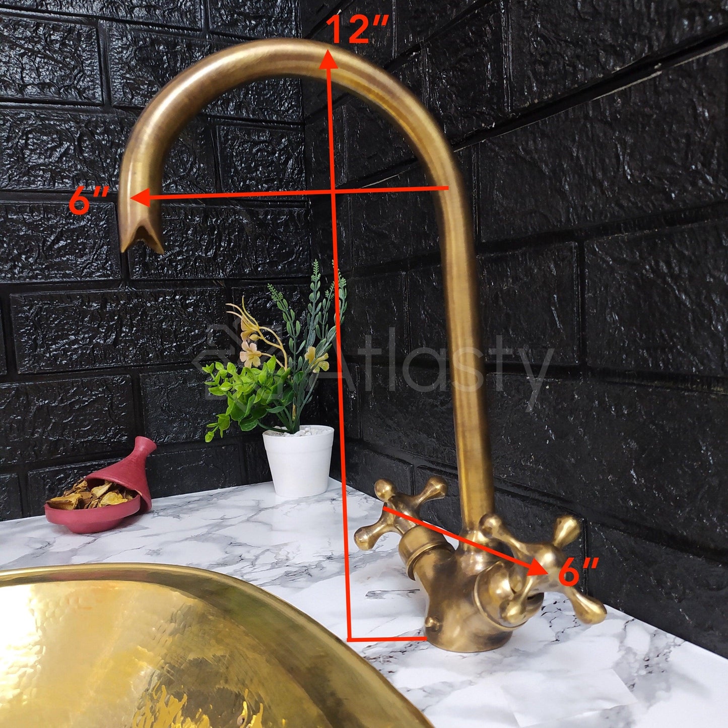 Curved Bronze Bathroom Faucet, Oil Rubbed Bronze, Cross Handles