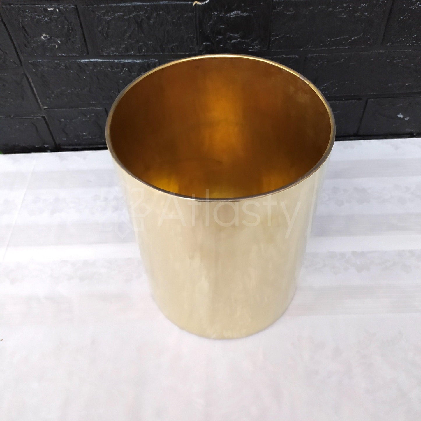 Solid Brass Trash Can, Waste Paper Bin, Outdoor Trash Bin