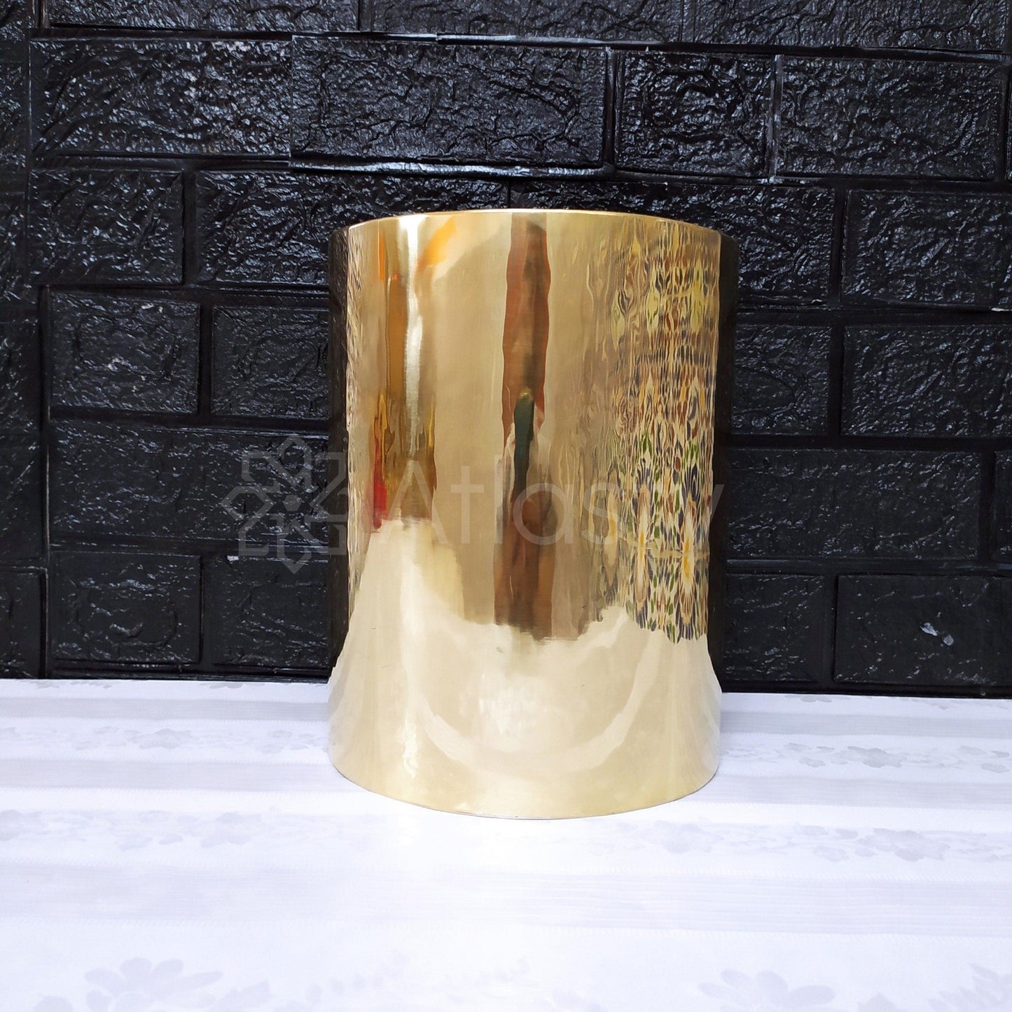 Solid Brass Trash Can, Waste Paper Bin, Outdoor Trash Bin