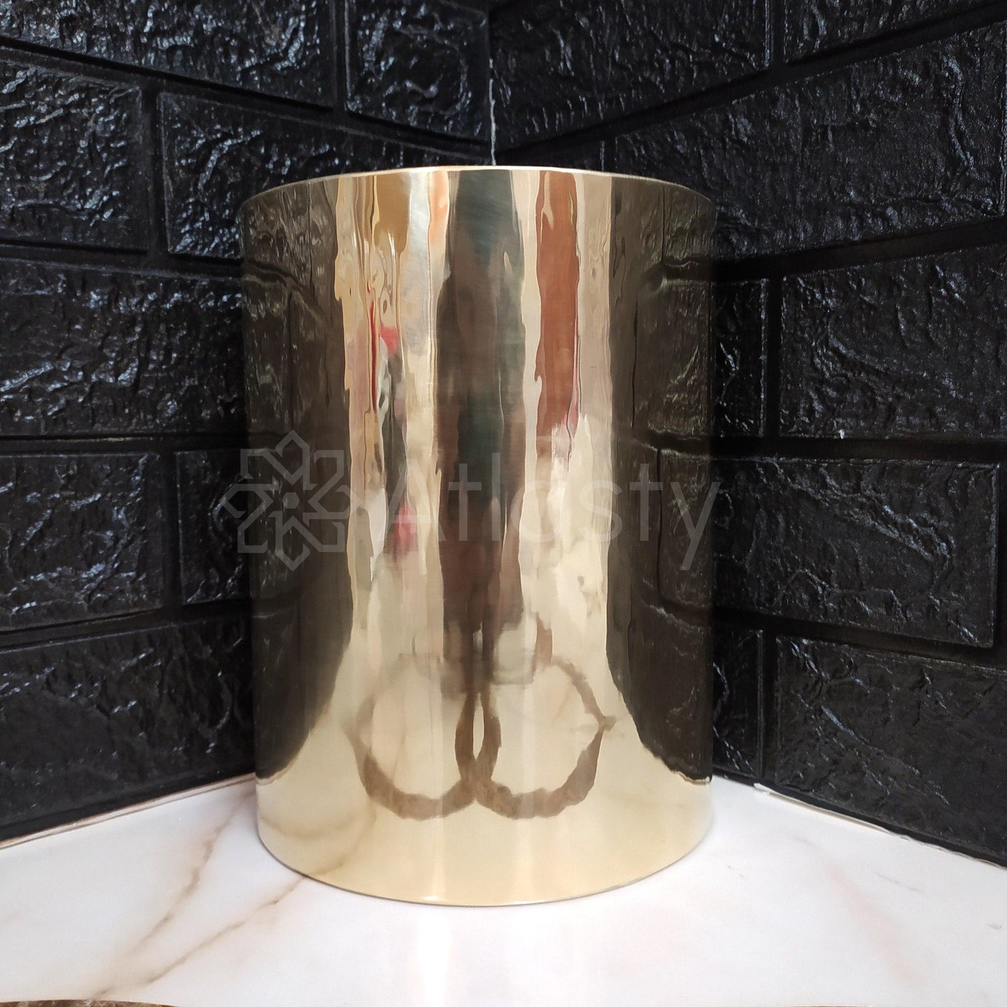 Solid Brass Trash Can, Waste Paper Bin, Outdoor Trash Bin