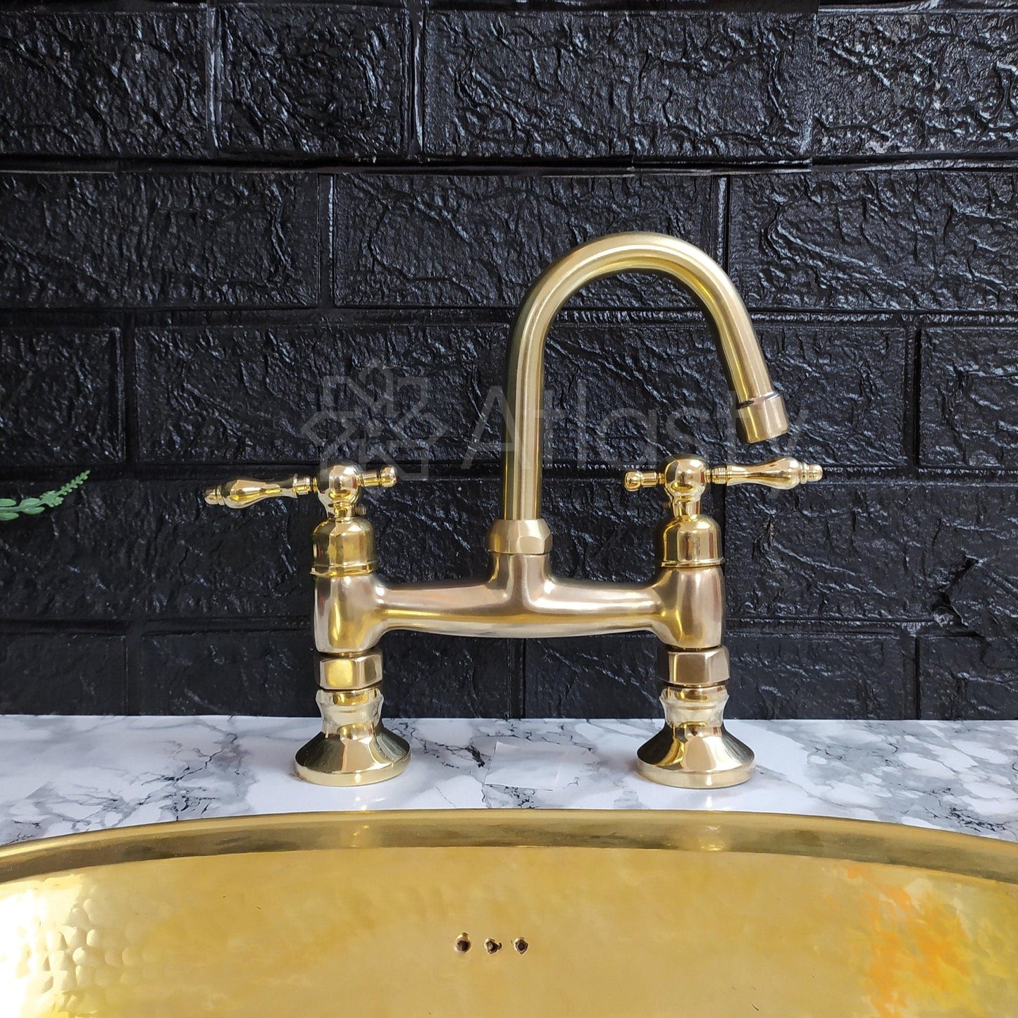 Gooseneck Solid Brass Faucet,Bridge Faucet, Unlacquered Brass