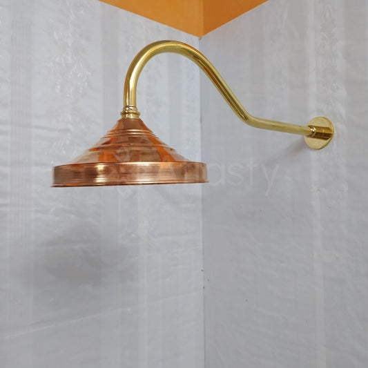 Brass Round Shower Head with Brass Arcuate Arm, Outdoor and Indoor showerhead