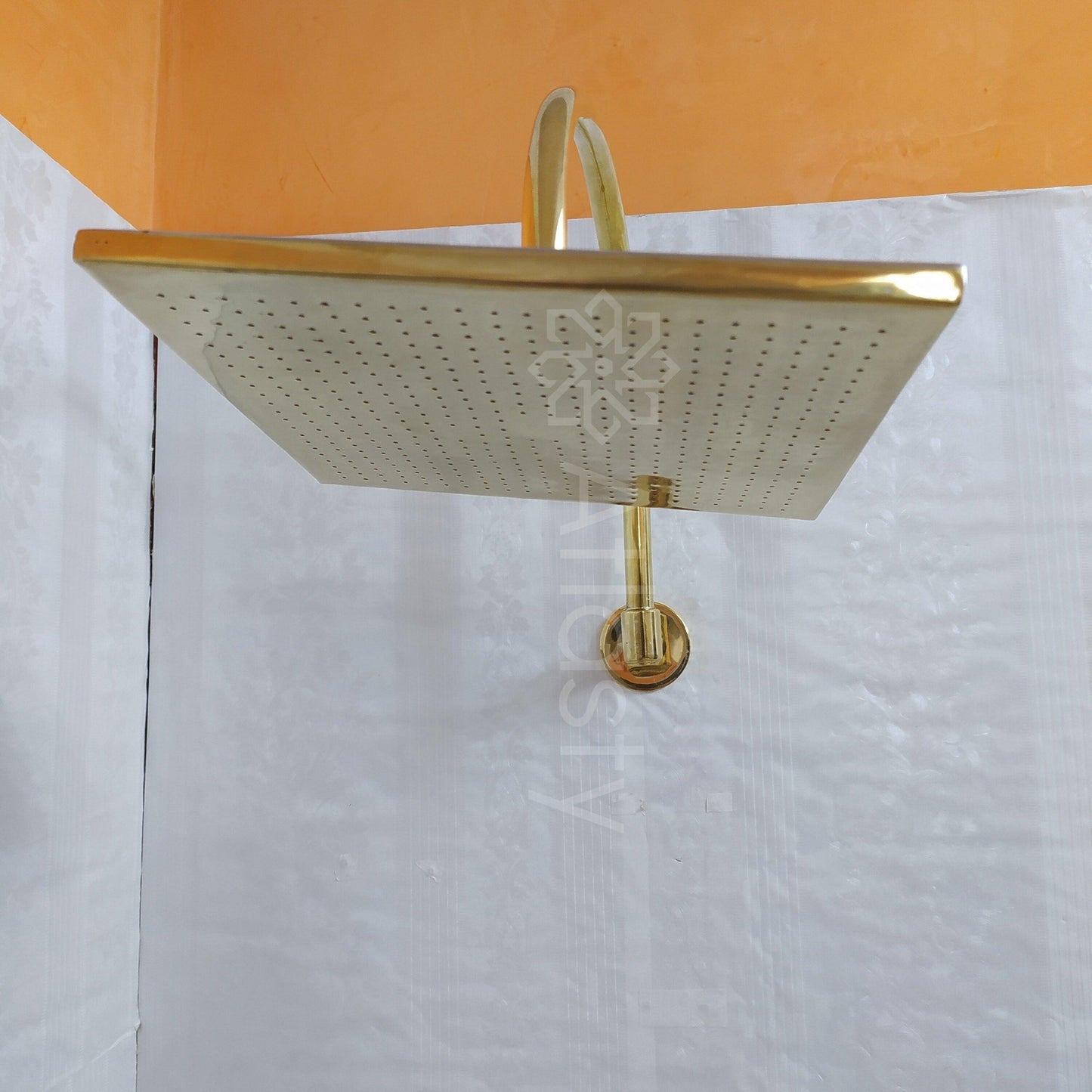 Brass Round Shower Head with Brass Arcuate Arm, Outdoor and Indoor showerhead