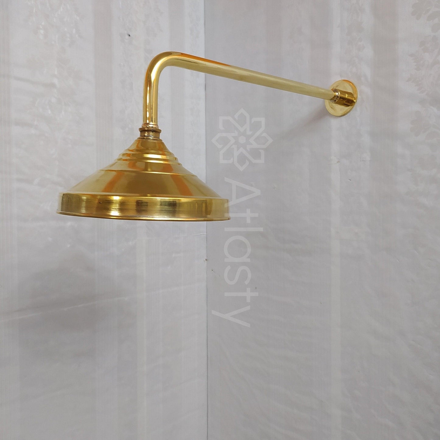 Cabezal de ducha redondo de latón con brazo recto de latón, cabezal de ducha para exteriores e interiores