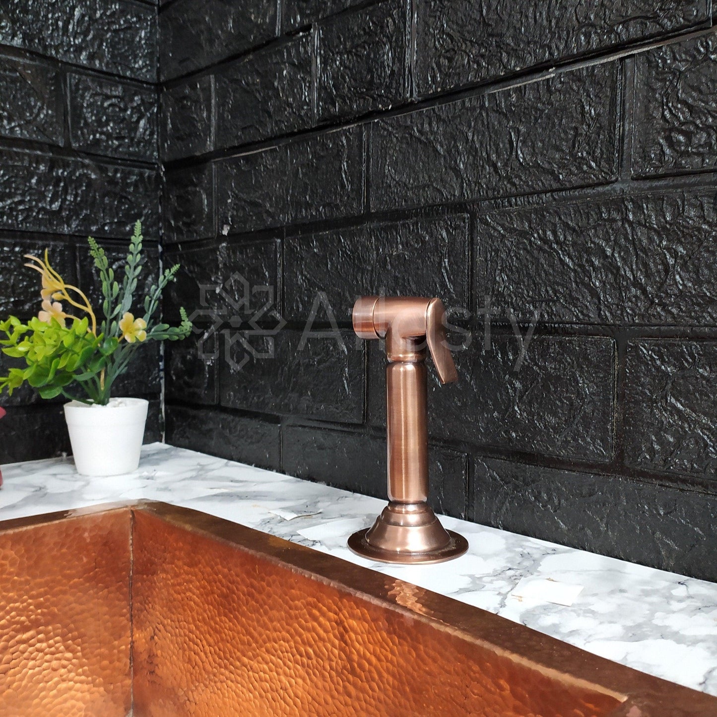 Rociador manual de cocina de cobre macizo, rociador lateral de cocina de cobre para agua fría