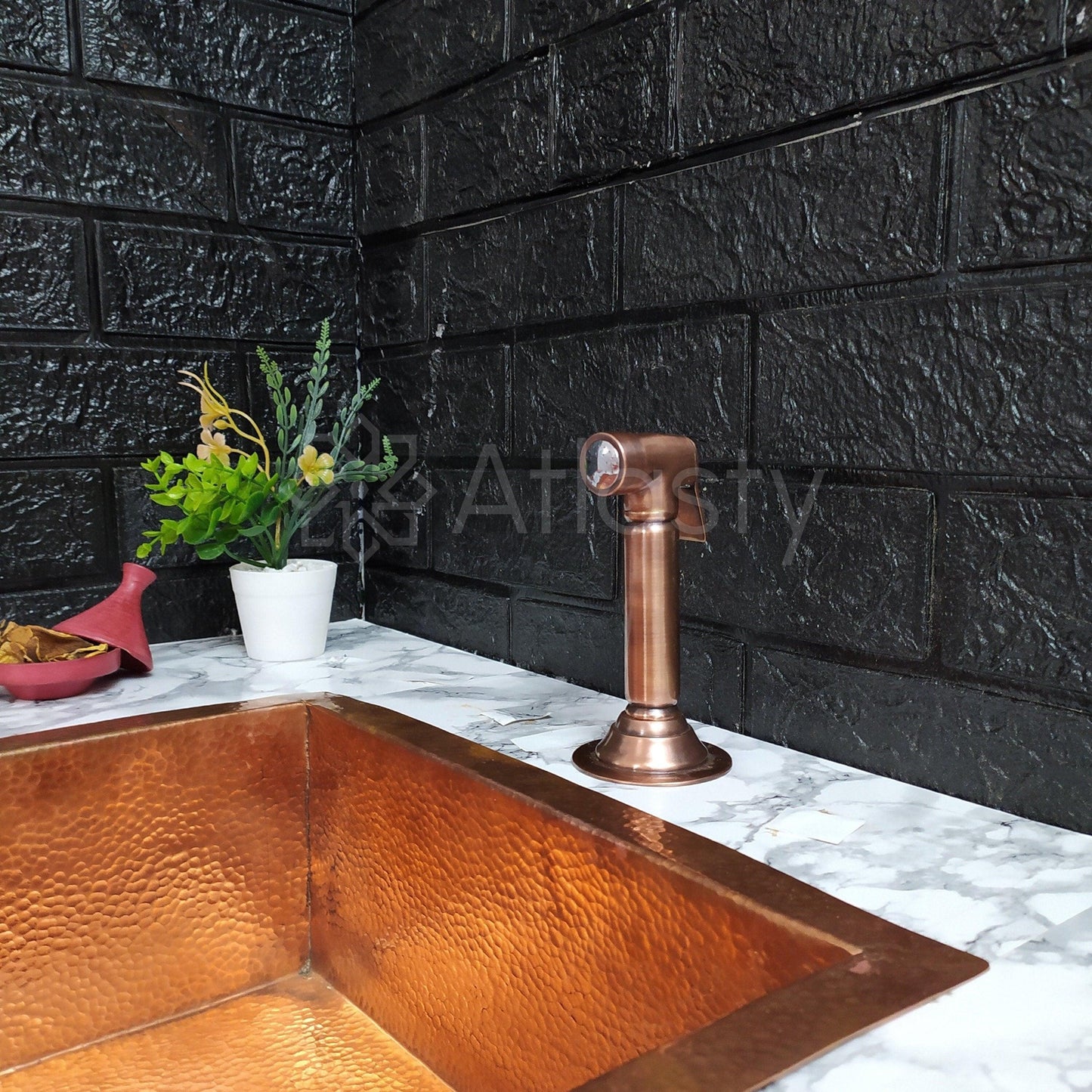 Rociador manual de cocina de cobre macizo, rociador lateral de cocina de cobre para agua fría