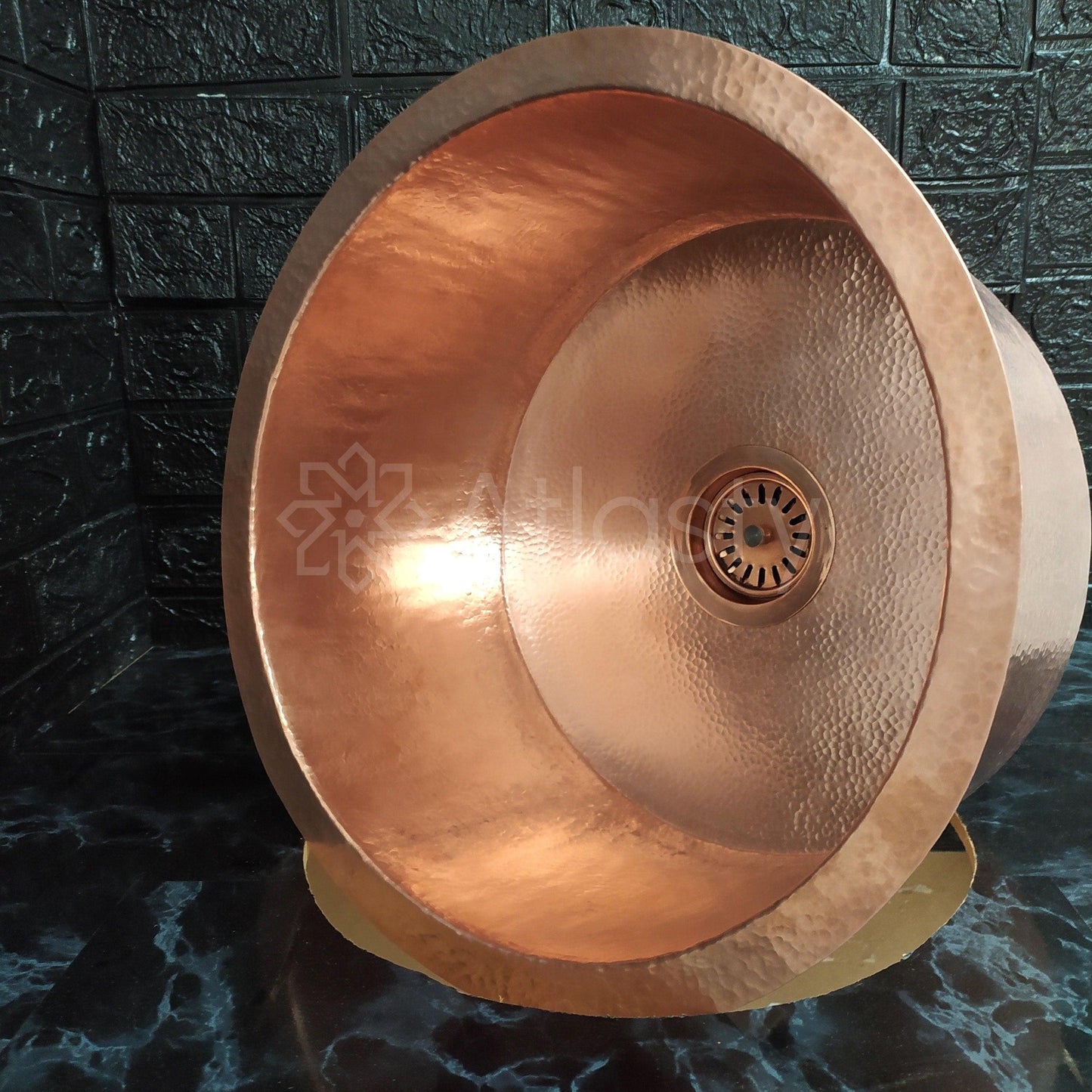 Solid Copper Hammered Sink, Round Copper Drop-in Sink