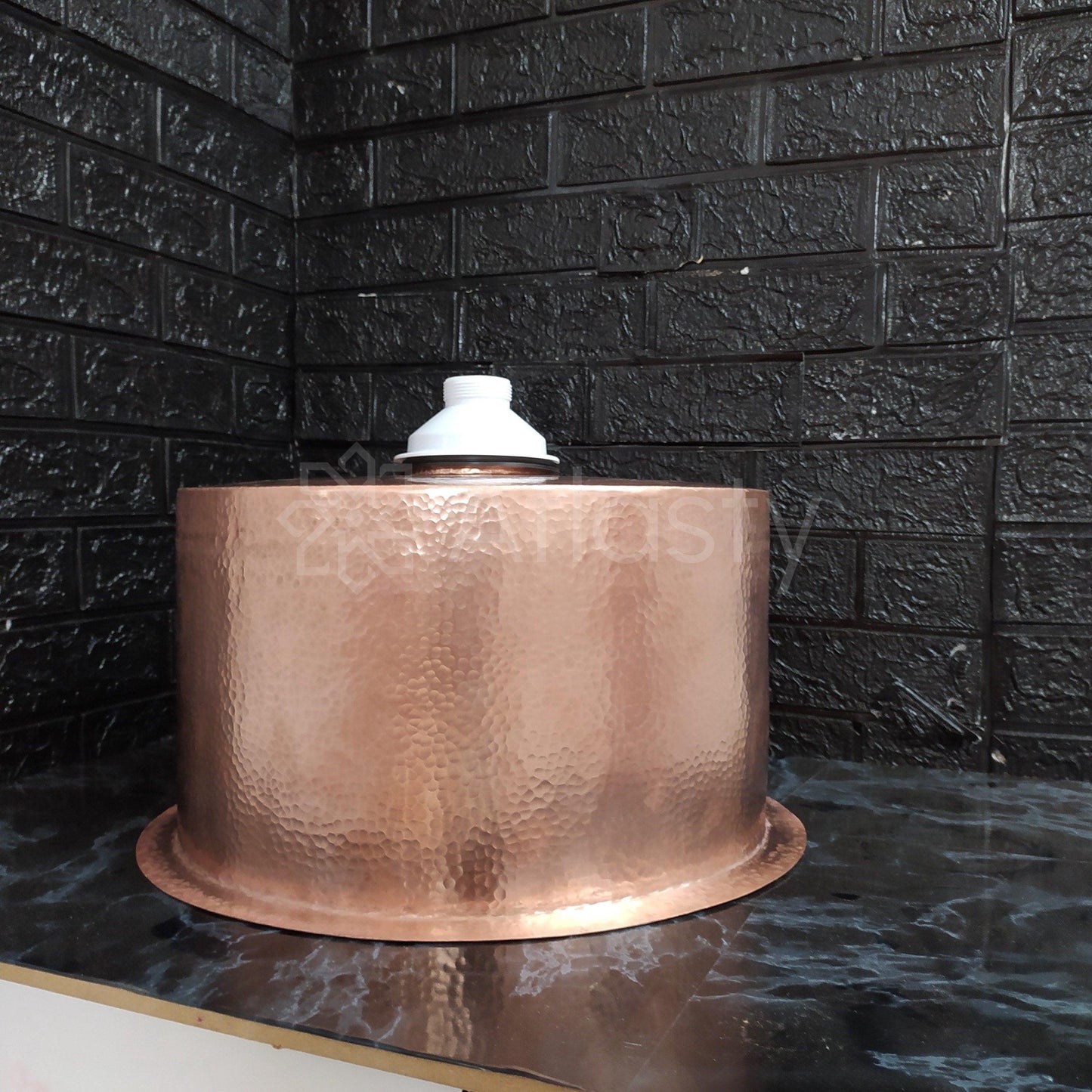 Solid Copper Hammered Sink, Round Copper Drop-in Sink