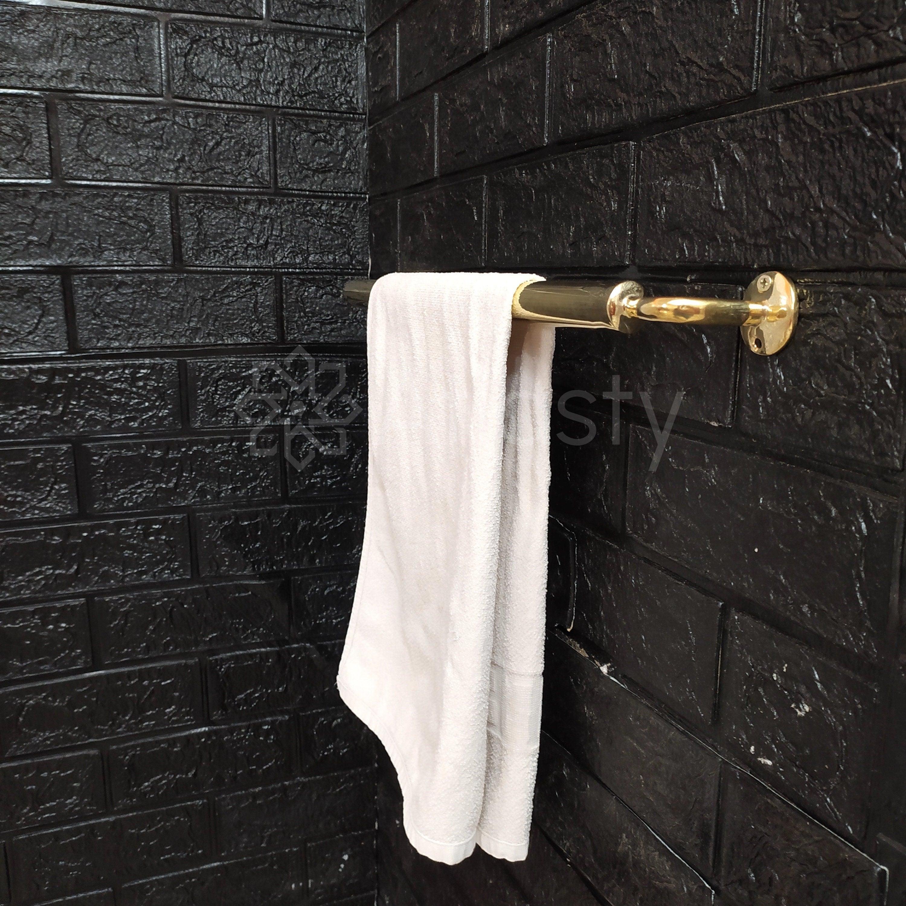 Handcrafted Solid Brass Wall Mounted Towel Holder For Bathroom - SKU: BA022