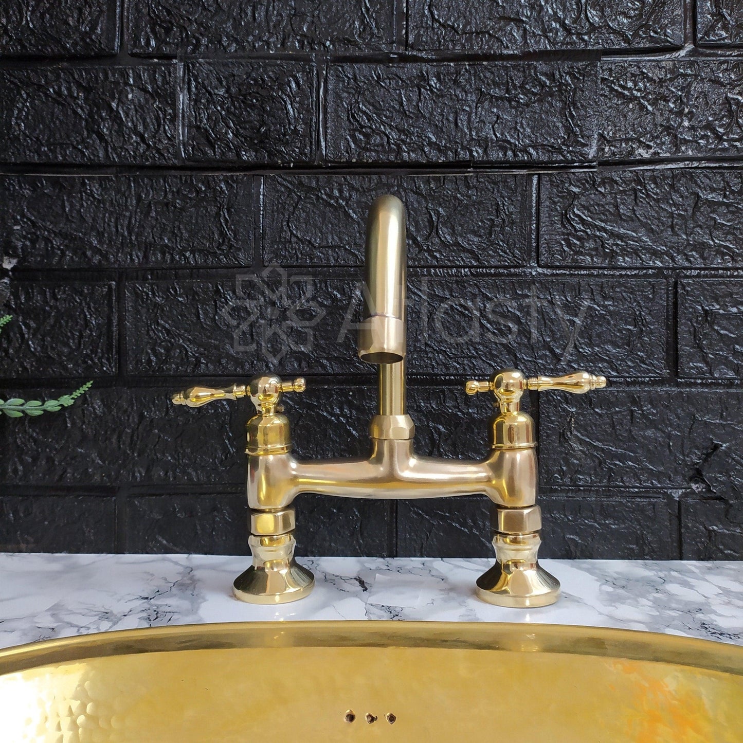 Gooseneck Solid Brass Faucet,Bridge Faucet, Unlacquered Brass