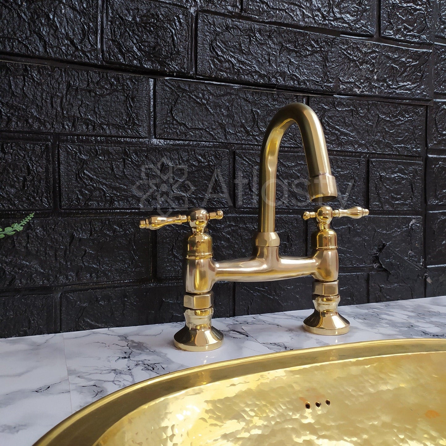 Gooseneck Solid Brass Faucet,Bridge Faucet, Unlacquered Brass