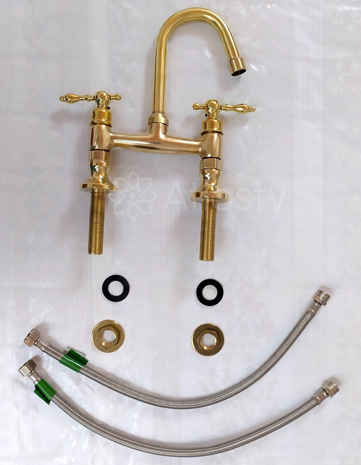 Gooseneck Solid Brass Faucet,Bridge Faucet, Unlacquered Brass