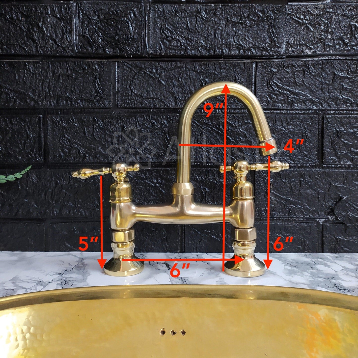 Gooseneck Solid Brass Faucet,Bridge Faucet, Unlacquered Brass