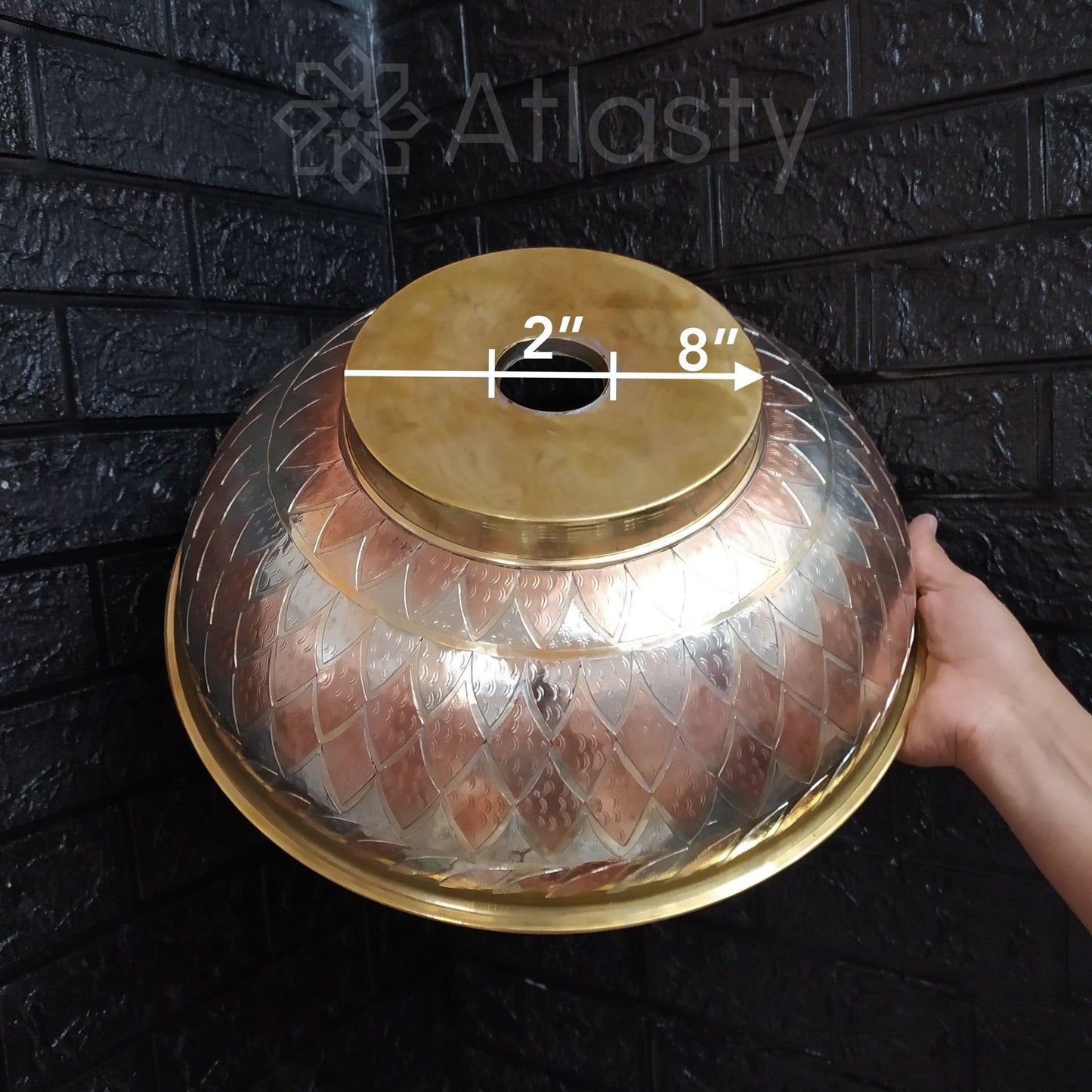 Engraved Round Brass Sink, Vintage Engraved Vessel Sink for Bathrooms