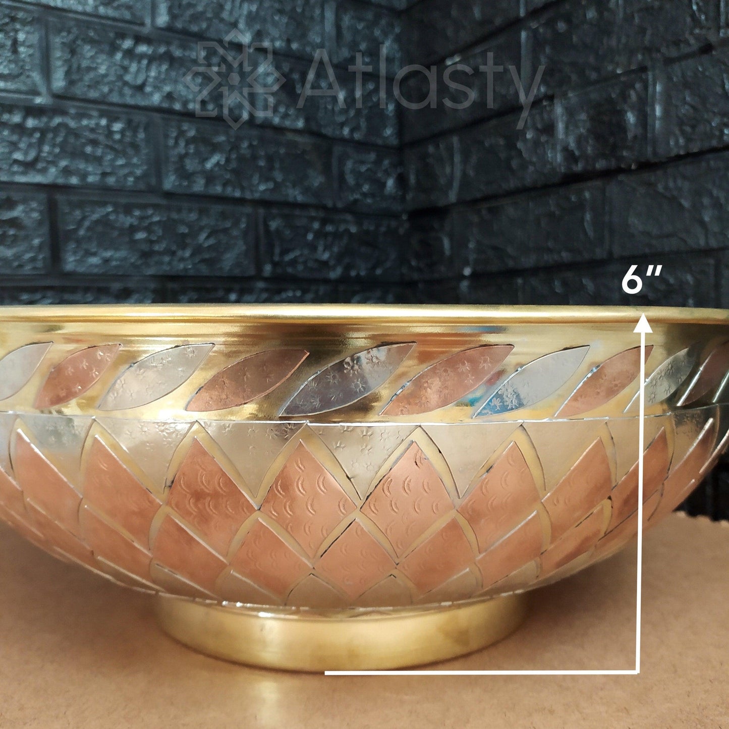 Engraved Round Brass Sink, Vintage Engraved Vessel Sink for Bathrooms