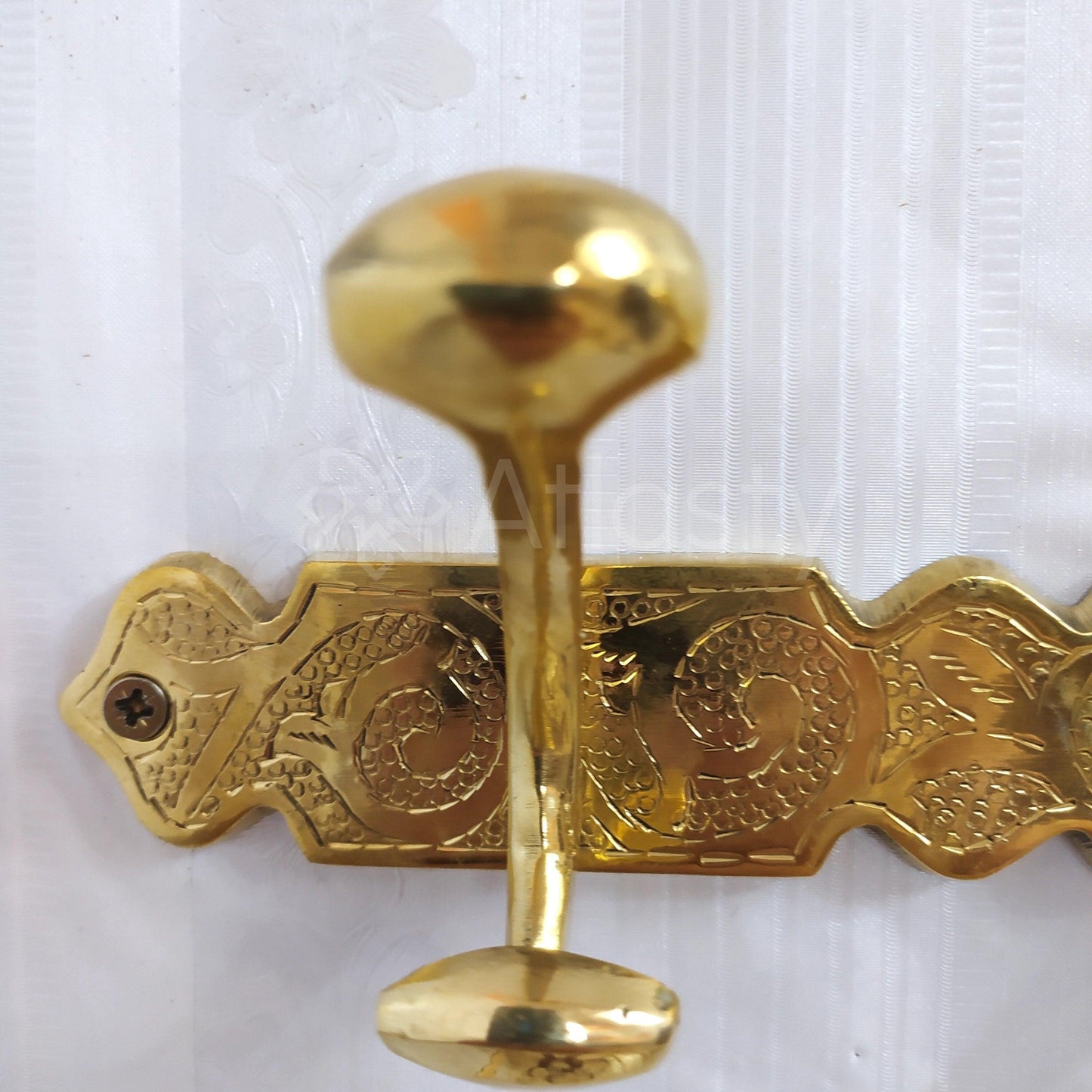 Engraved Solid Brass Clothes Hooks Holder, Handcrafted Wall Hanging Hook