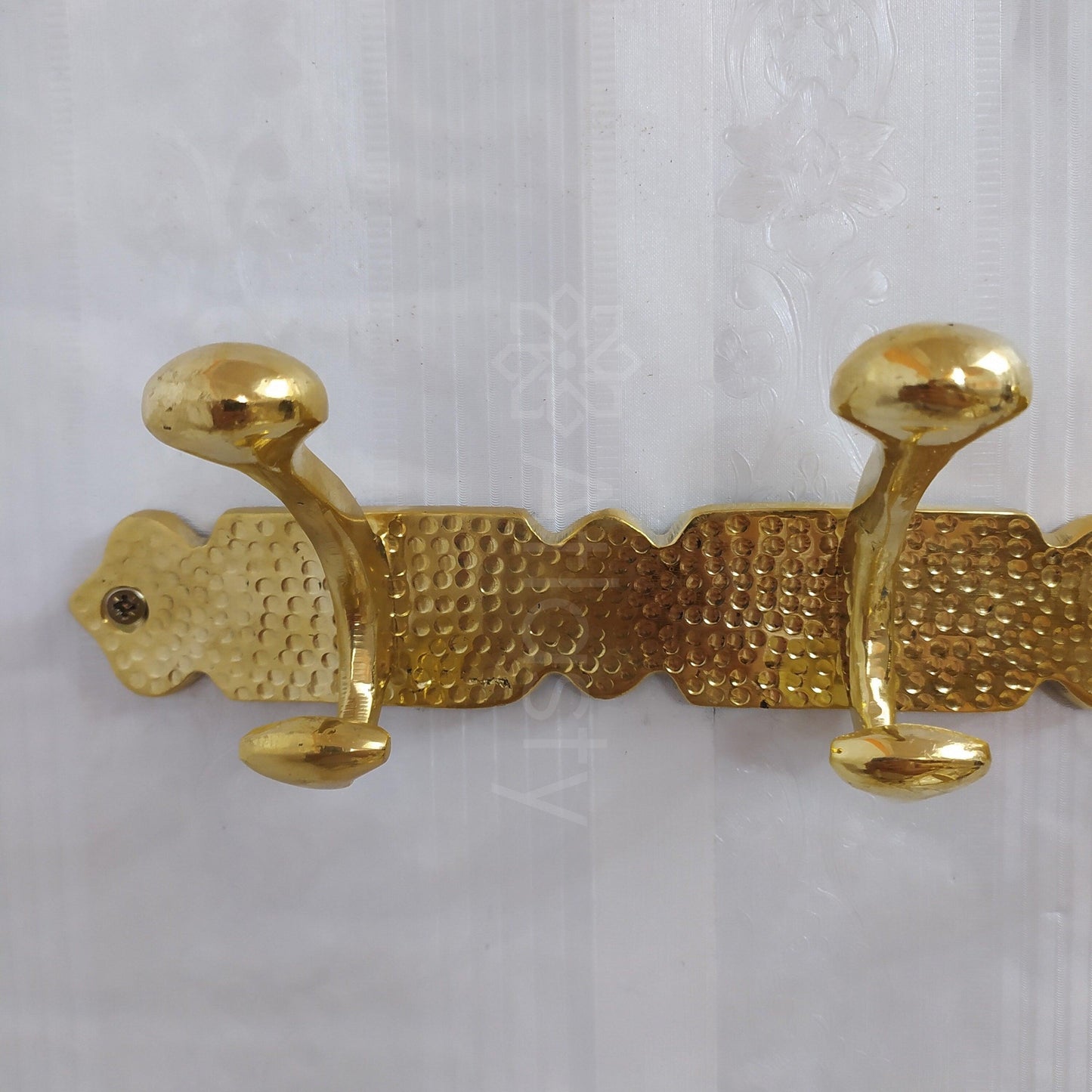 Hammered Solid Brass Clothes Hooks Holder, Handcrafted Wall Hanging Hook