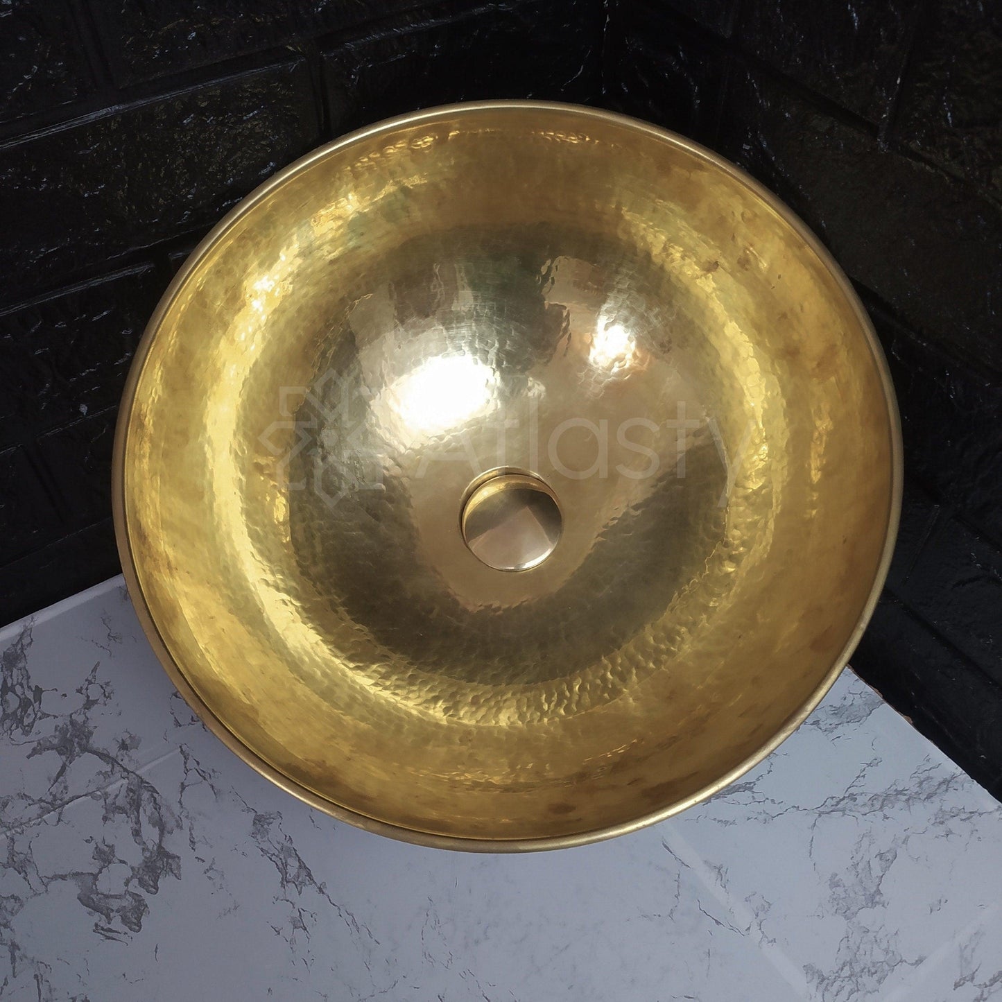 Brass Bathroom Sink | Brass Resin Vanity Vessel Sink | Black and White Bowl Sink | Bathroom Vanities | Antique | Bathroom Decoration