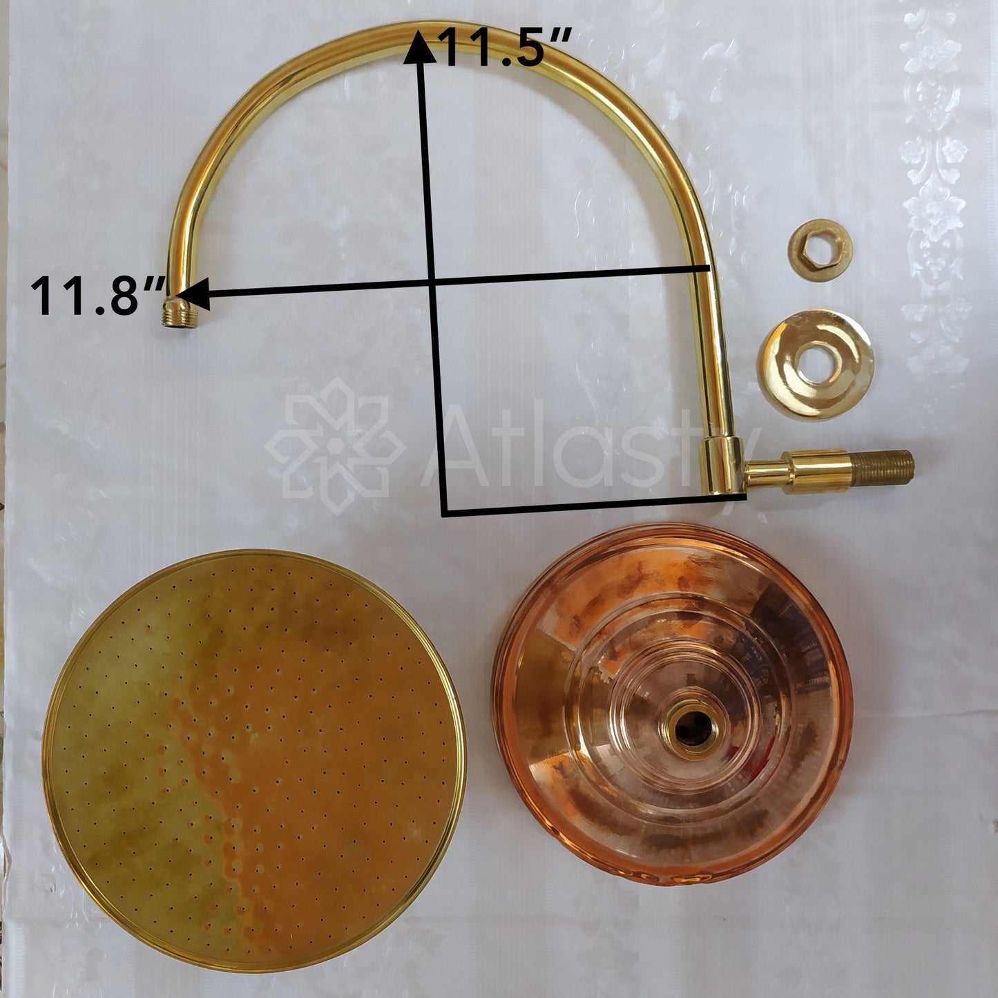 Brass Round Shower Head with Brass Arcuate Arm, Outdoor and Indoor showerhead