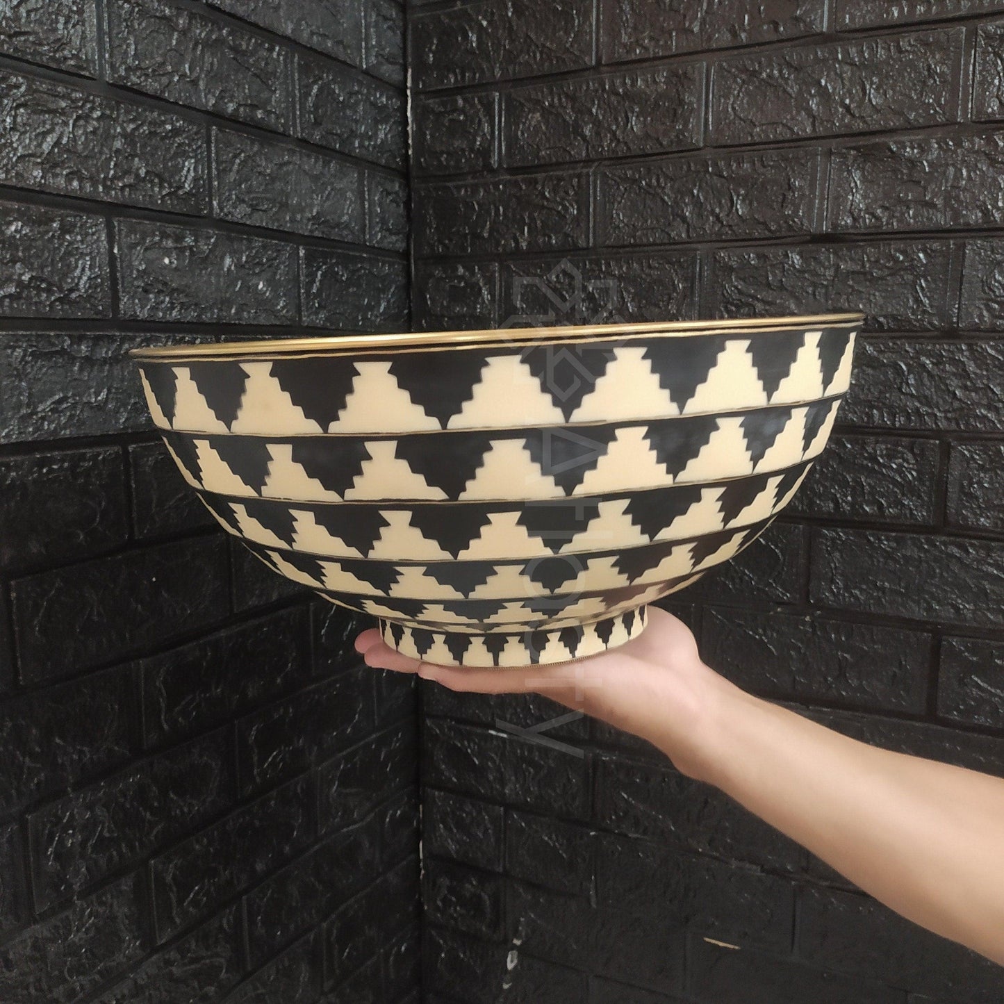 Brass Bathroom Sink | Brass Resin Vanity Vessel Sink | Black and White Bowl Sink | Bathroom Vanities | Antique | Bathroom Decoration