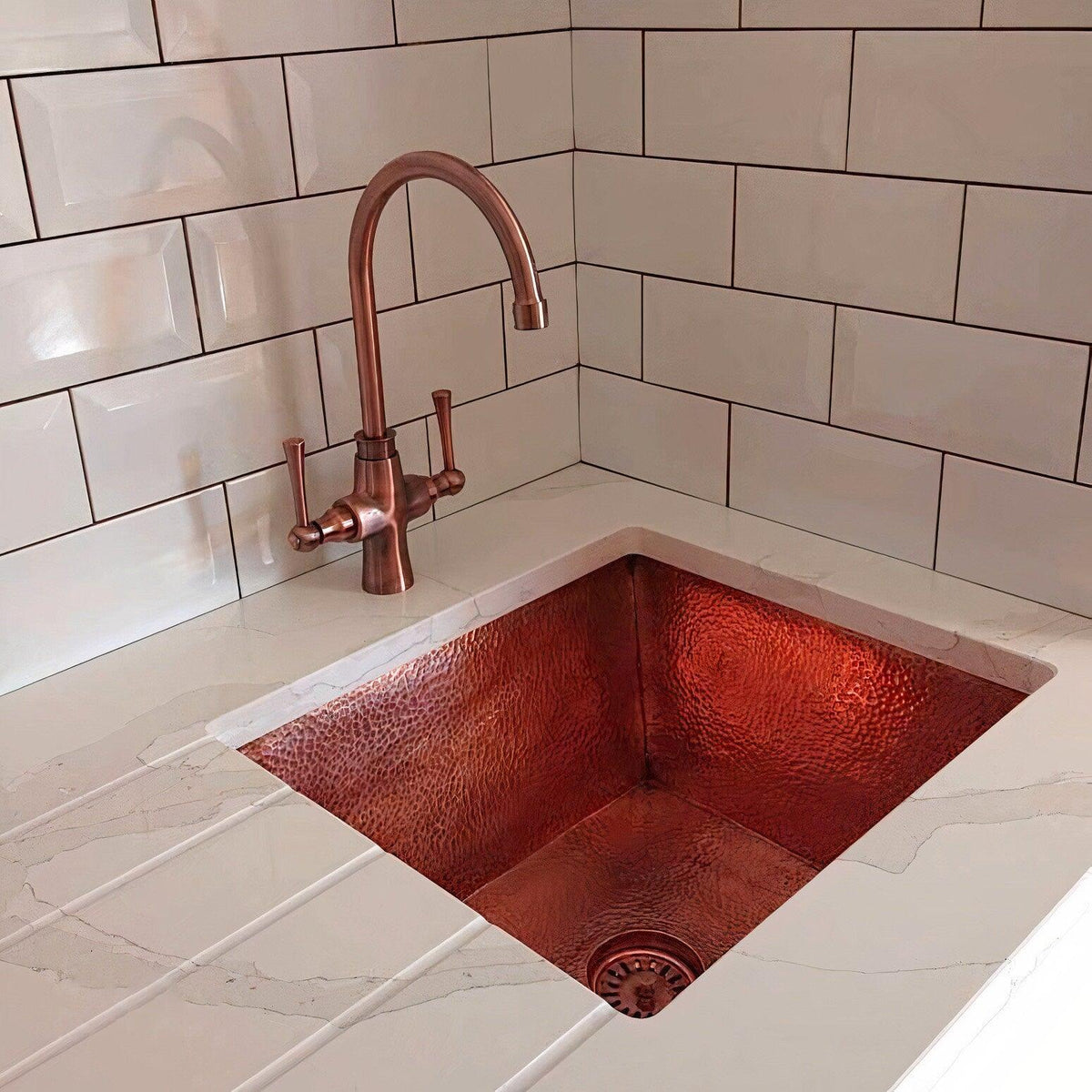 Solid Copper Hammered Sink, Kitchen Bar Sink, Island Sink