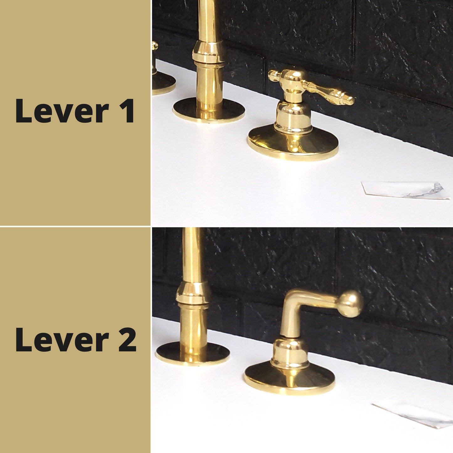 Unlacquered Brass 3 Holes Faucet | Deck Mounted Faucet | Lever Handles | Swivel Spout | Gold Antique Faucet