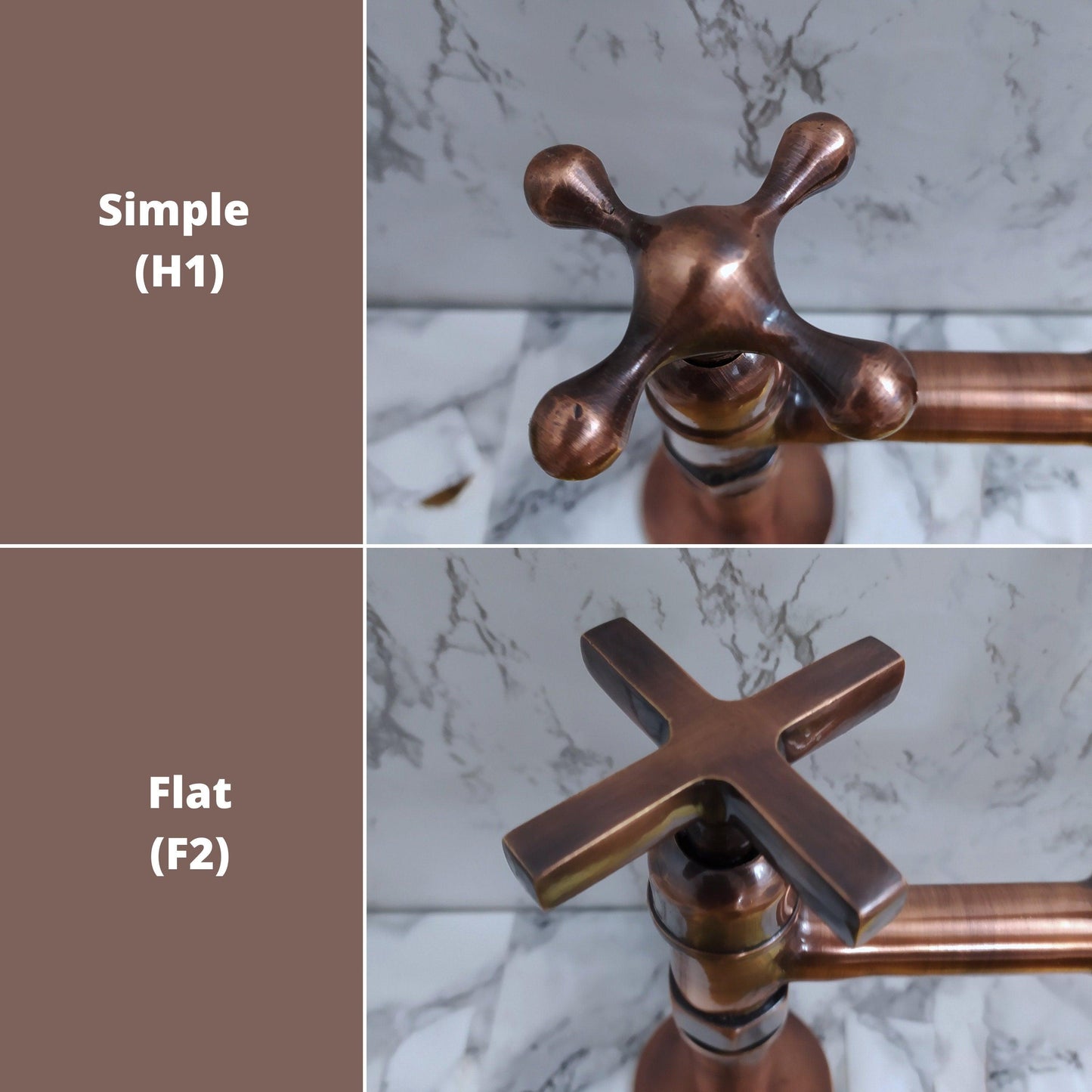 Copper Bridge Faucet | Shiny Copper Tap with Cross Handle | Copper Sprayer & Filtered Water Tap | Copper Antique Faucet | Kitchen Faucet