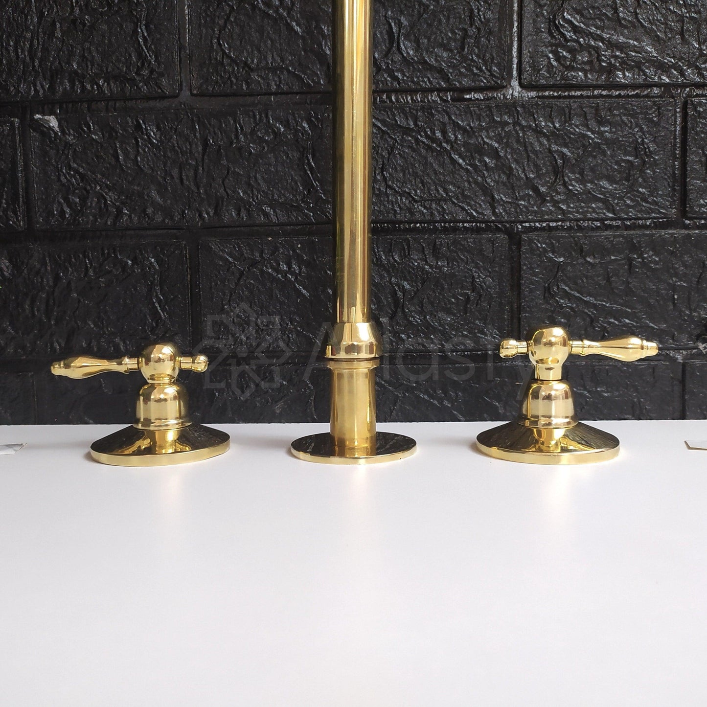 Unlacquered Brass 3 Holes Faucet | Deck Mounted Faucet | Lever Handles | Swivel Spout | Gold Antique Faucet
