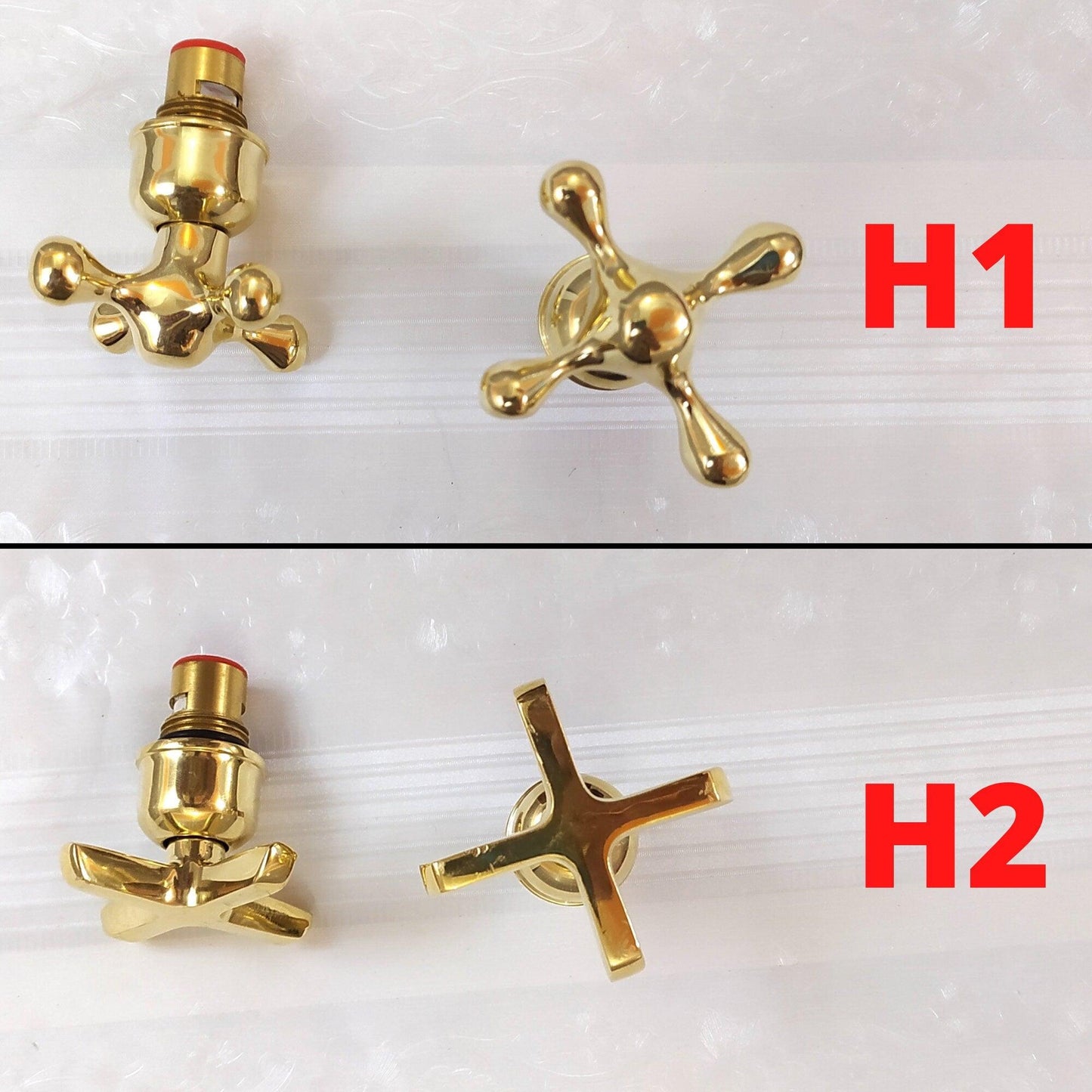 Smooth Brass Faucet with Cross Handles, Unlacquered Brass, Bathroom Faucet, Kitchen Faucet