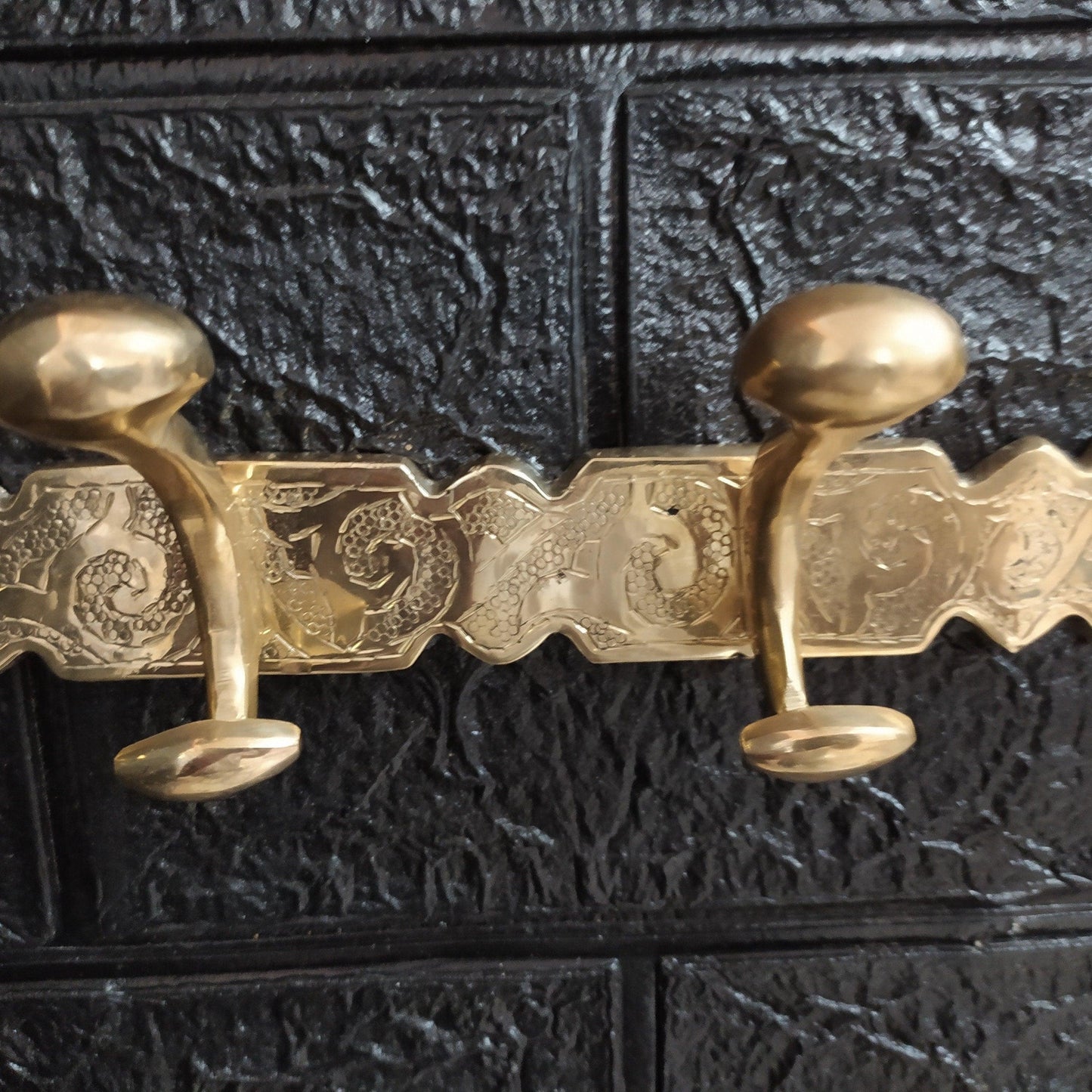 Engraved Solid Brass Clothes Hooks Holder, Handcrafted Wall Hanging Hook
