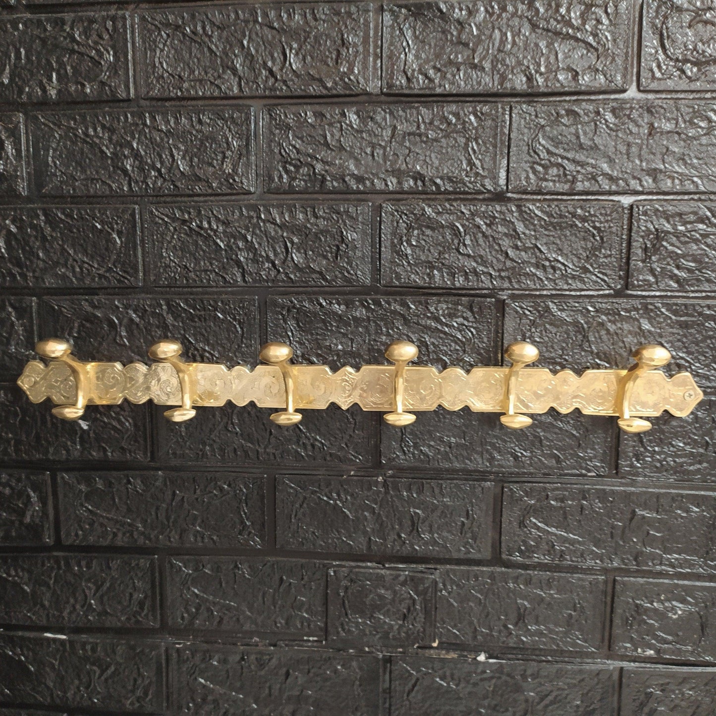 Engraved Solid Brass Clothes Hooks Holder, Handcrafted Wall Hanging Hook