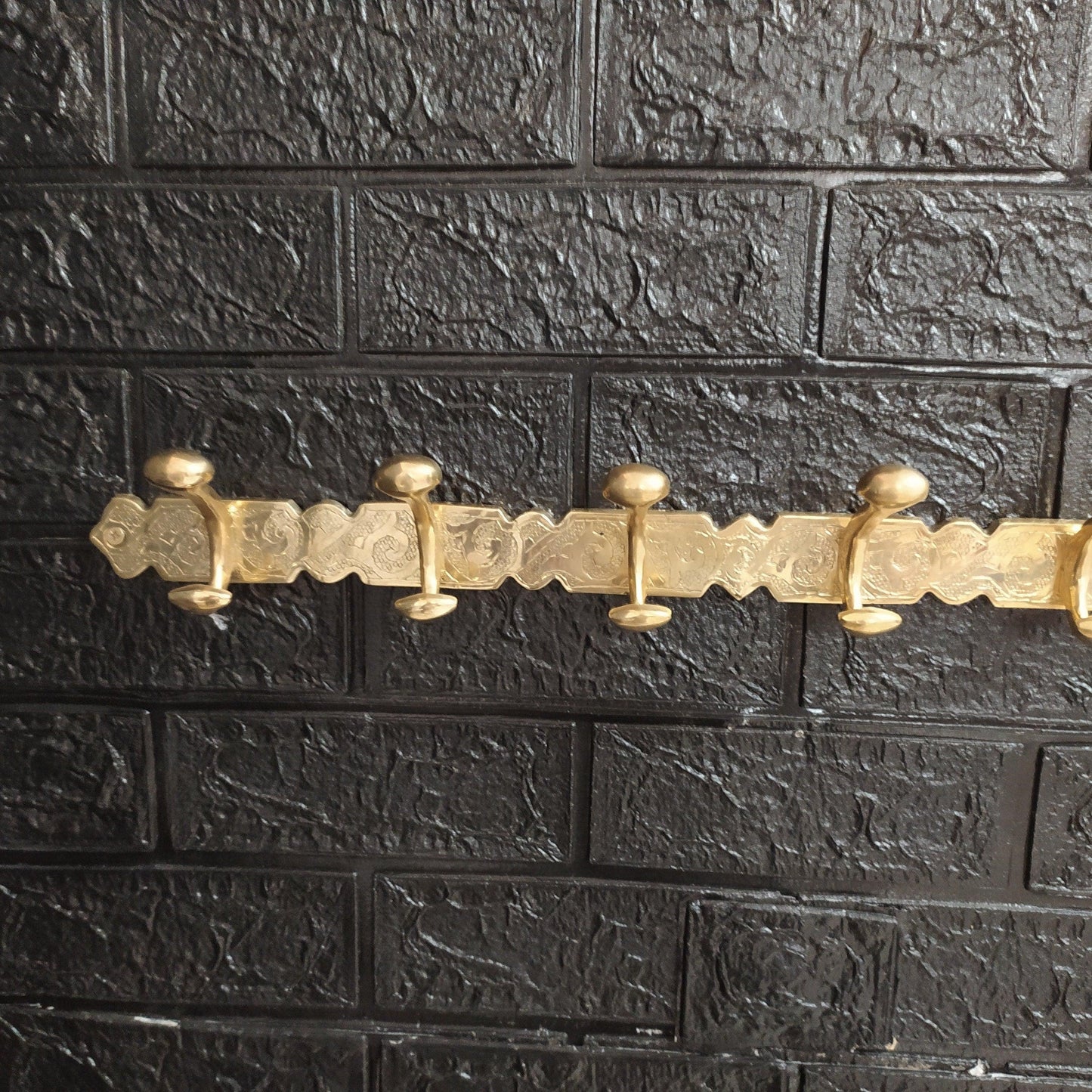 Engraved Solid Brass Clothes Hooks Holder, Handcrafted Wall Hanging Hook