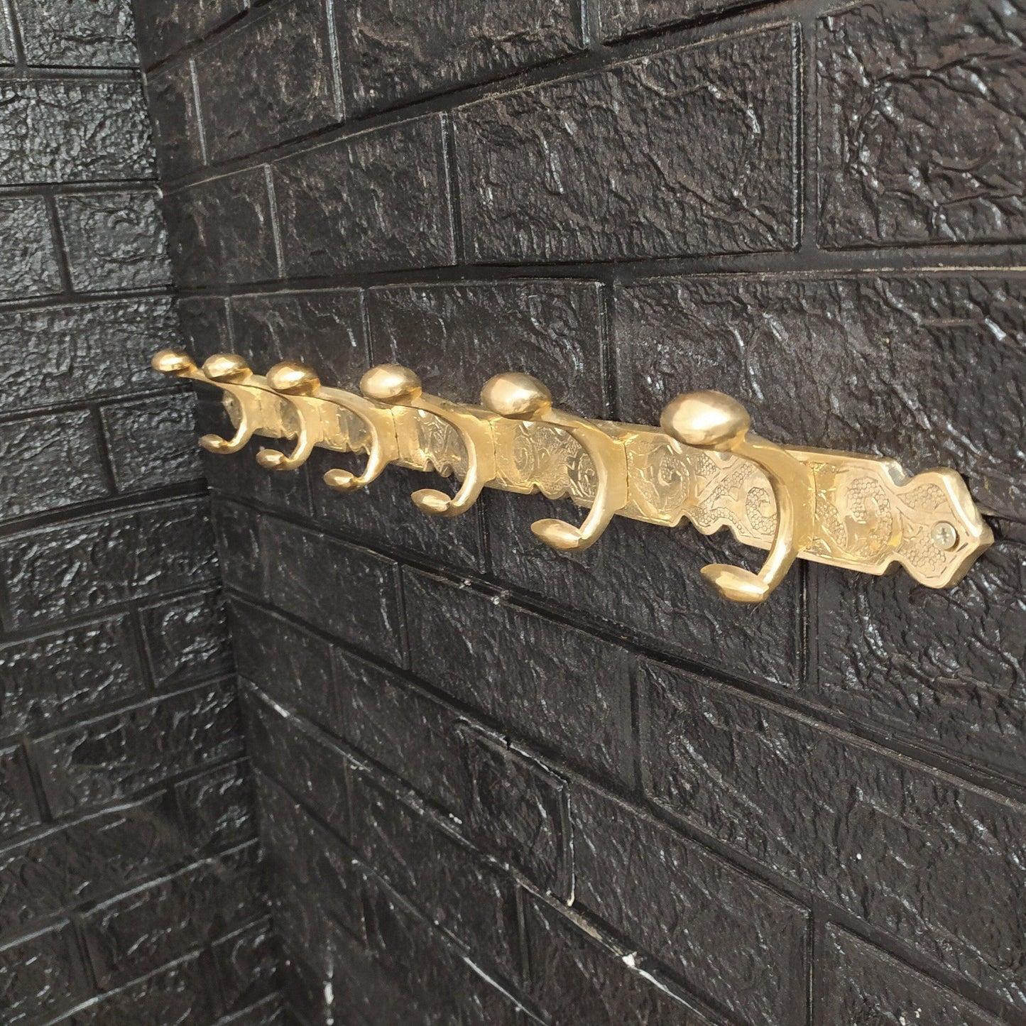 Engraved Solid Brass Clothes Hooks Holder, Handcrafted Wall Hanging Hook